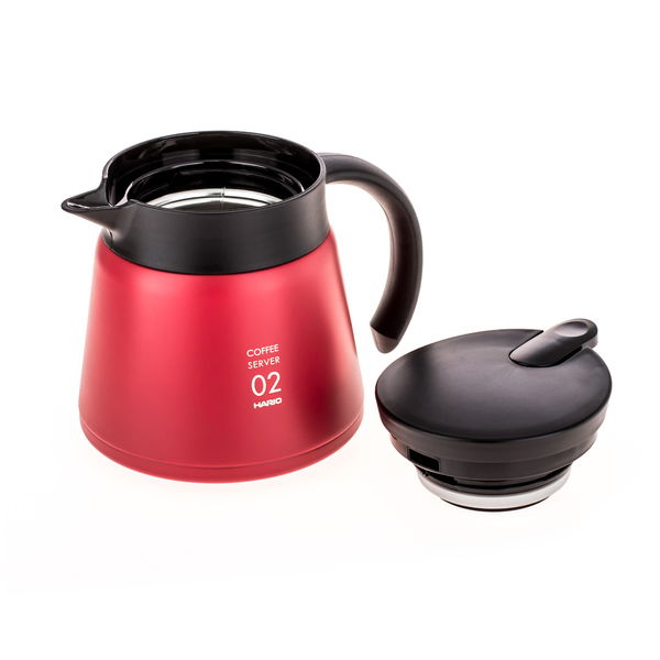 HARIO V60-02 Insulated Stainless Steel Server 0,6 l červená - konferenční nerezová termoska na čaj a kávu