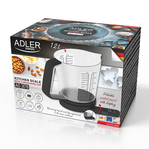 ADLER - elektronická kuchyňská váha s mírkou