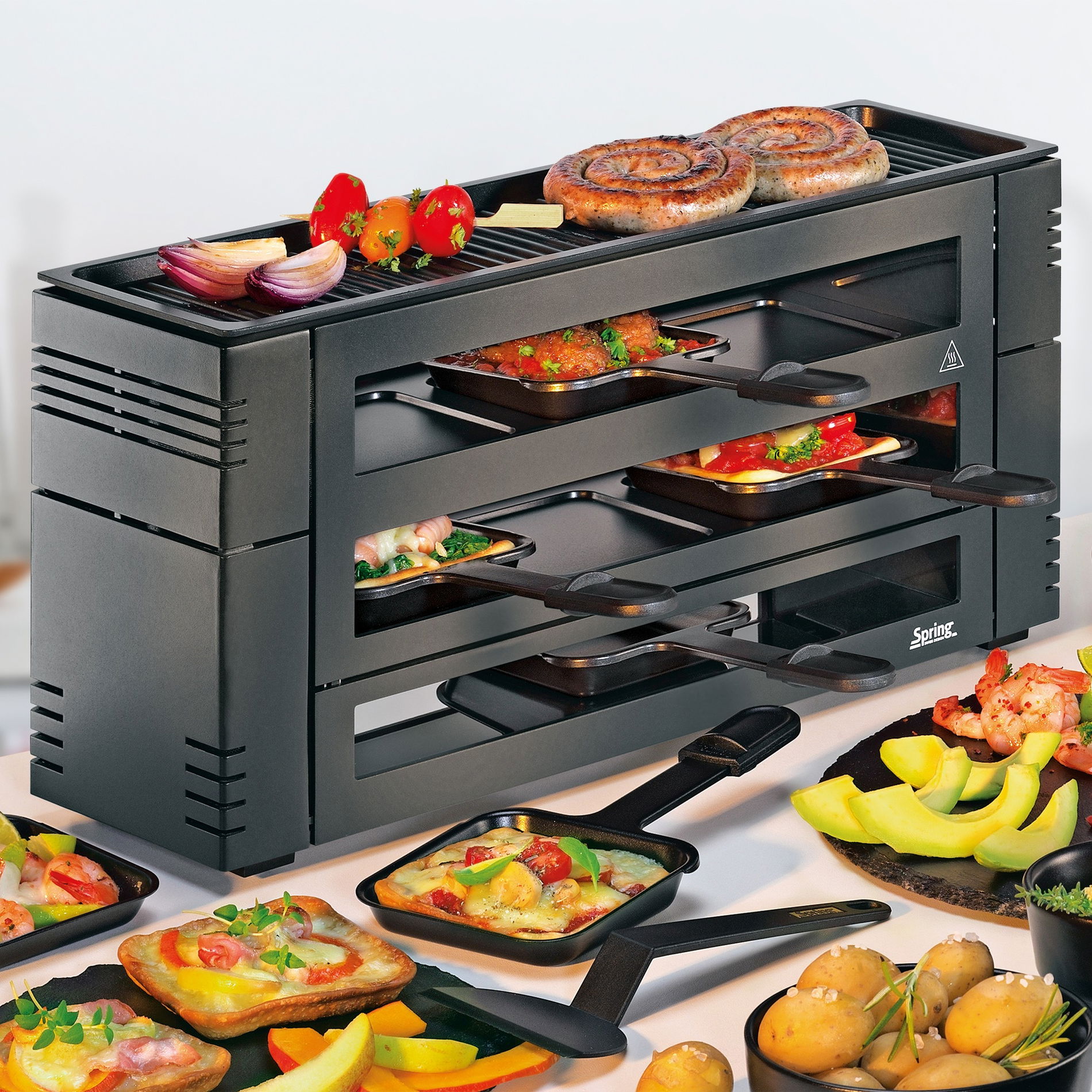 SPRING Raclette 1100 W - trouba na pizzu s příslušenstvím
