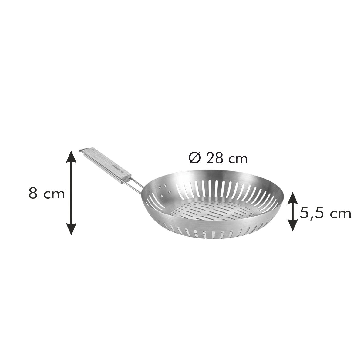 TESCOMA Privilege 28 cm – nerezová, perforovaná pánev na gril