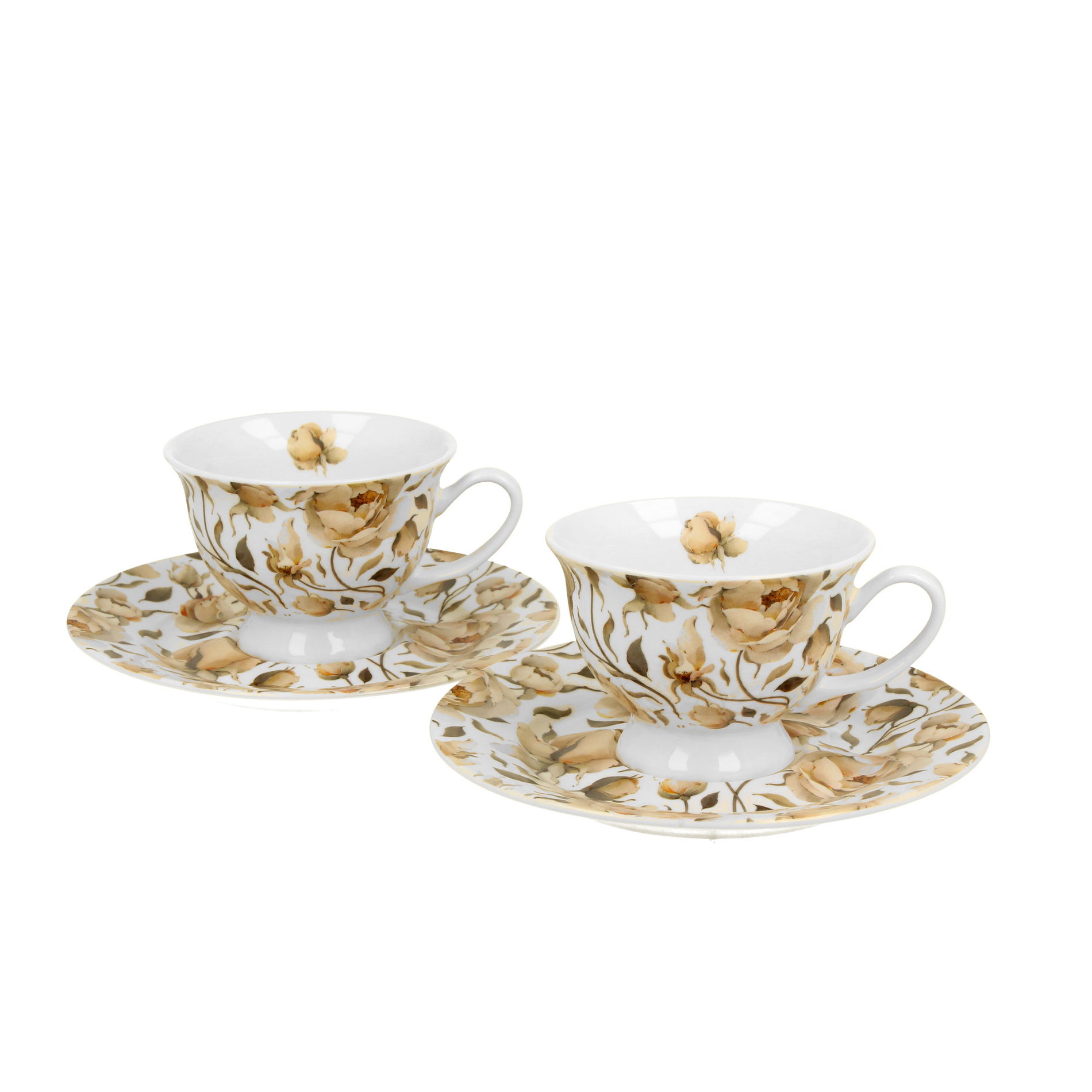 Porcelánové šálky na espresso s podšálky DUO FLORAL EXCLUSIVE ENGLISH ROSES 100 ml 2 ks.