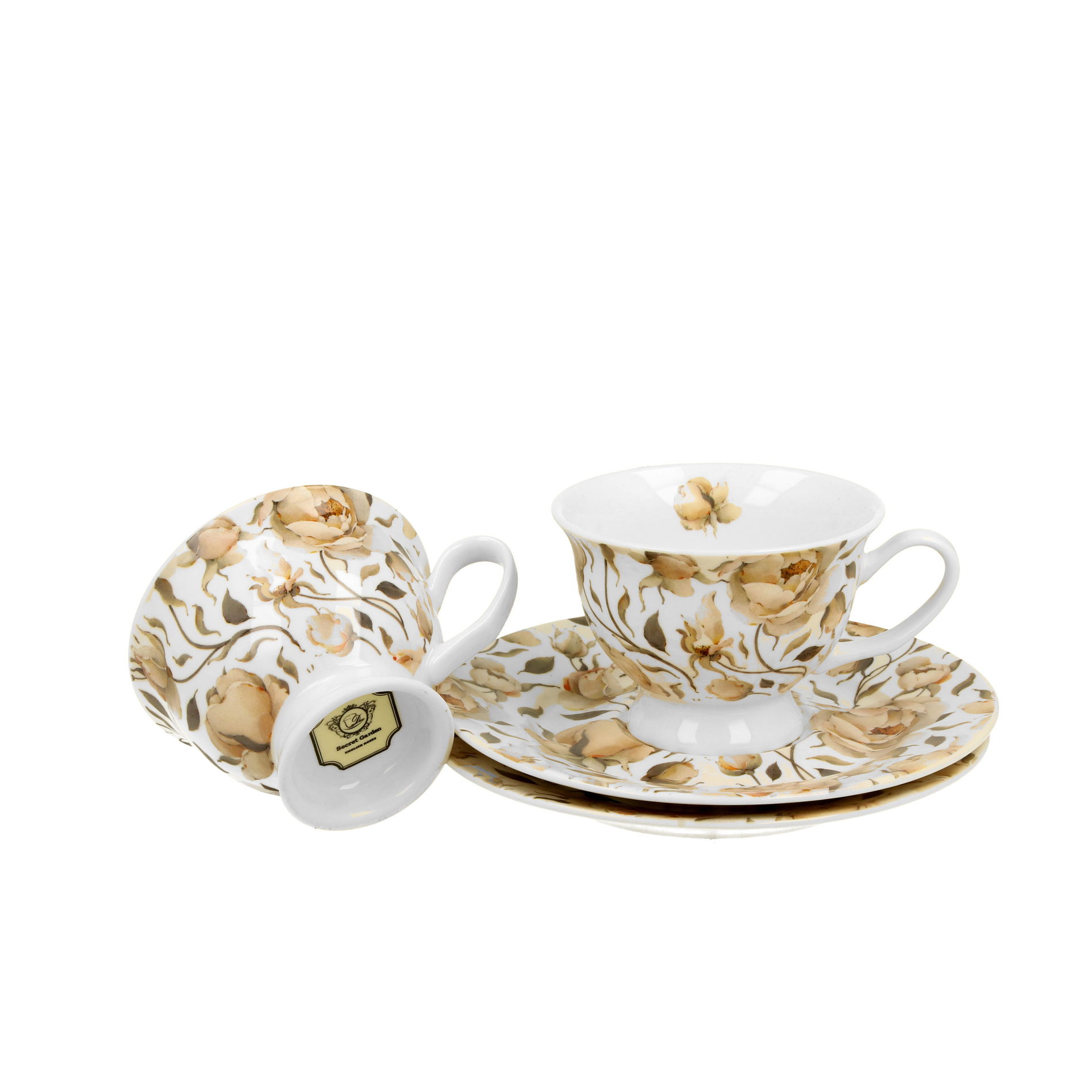 Porcelánové šálky na espresso s podšálky DUO FLORAL EXCLUSIVE ENGLISH ROSES 100 ml 2 ks.