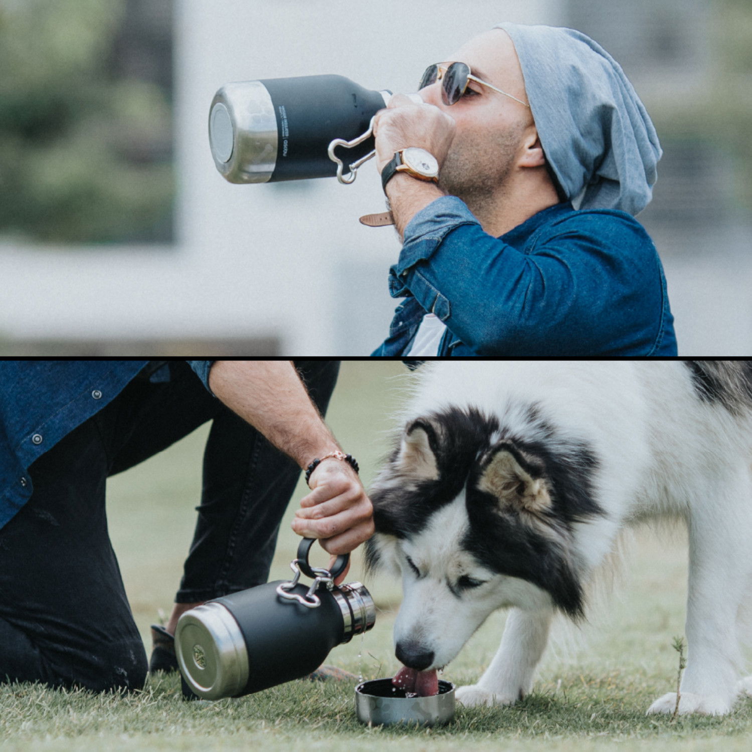 ASOBU Dog Bowl 0,975 l - termoska na vodu ze nerezové oceli s miskou pro psa