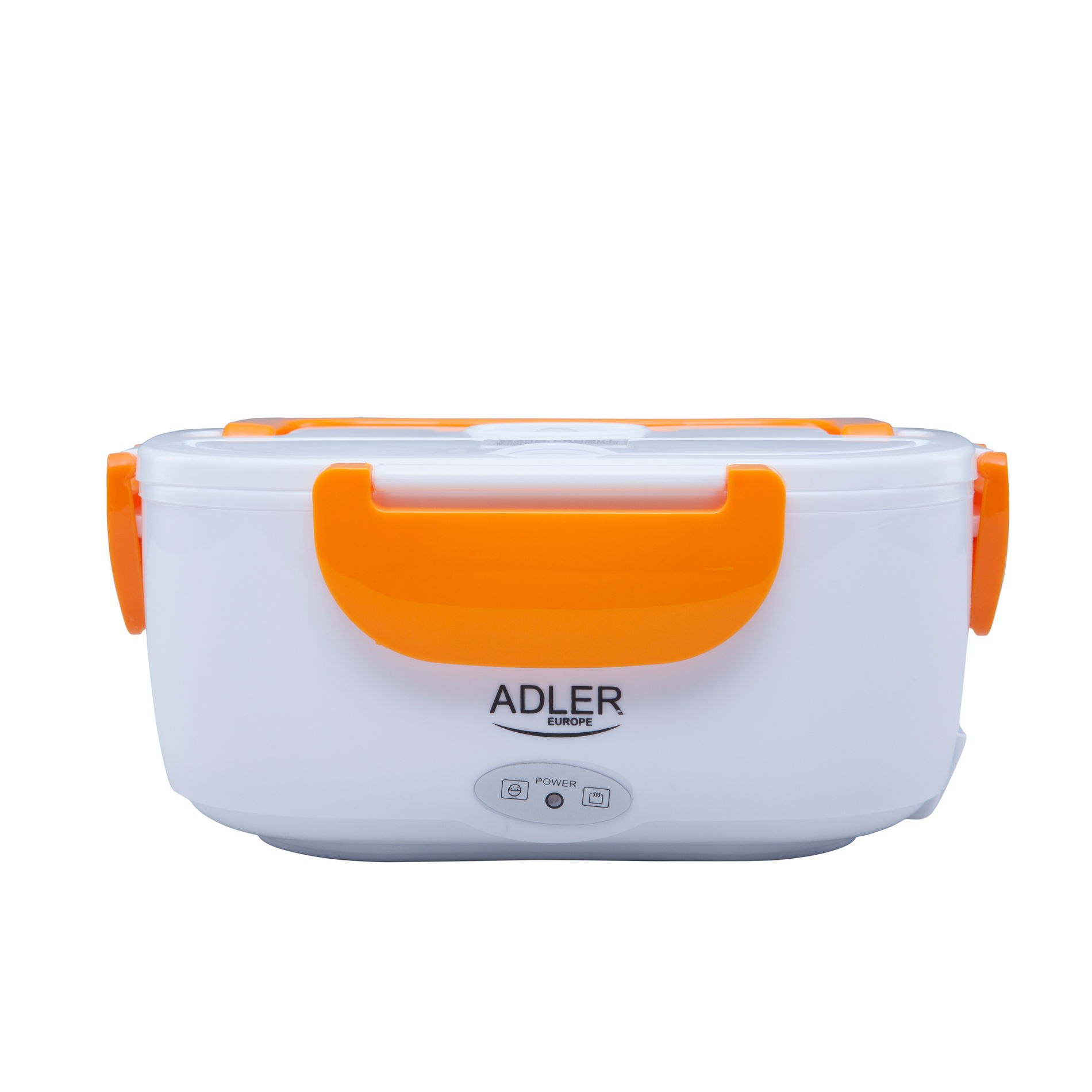 ADLER Heating 1,1 l oranžový - dvoukomorový elektrický plastový obědový box s lžící