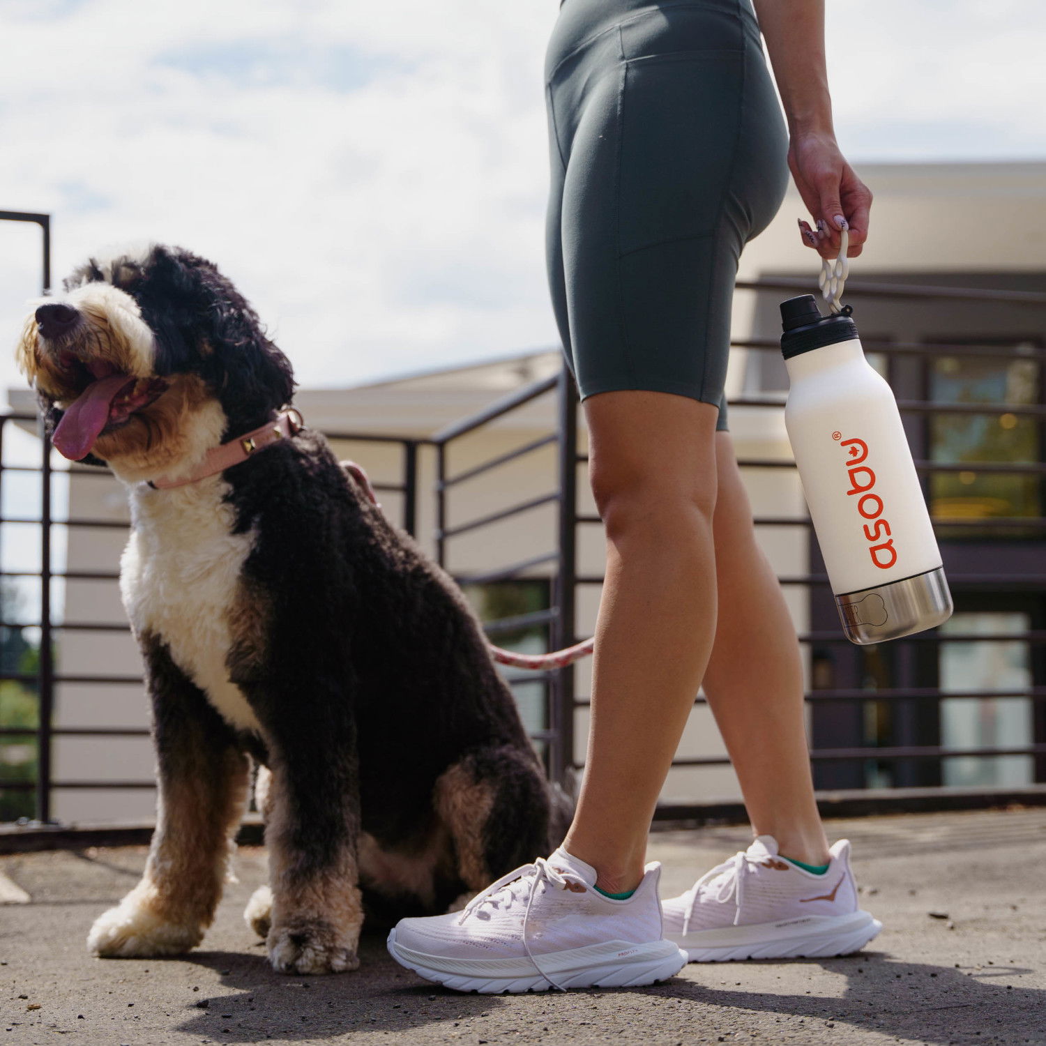 ASOBU The Asobu Buddy White 1 l - termoska na vodu z nerezové oceli s miskami pro psa