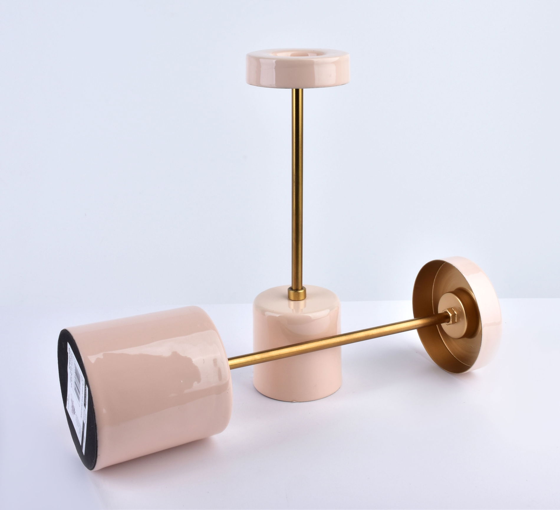 Świecznik metalowy MONDEX ANISHA LIGHT RÓŻOWY 35,5 cm