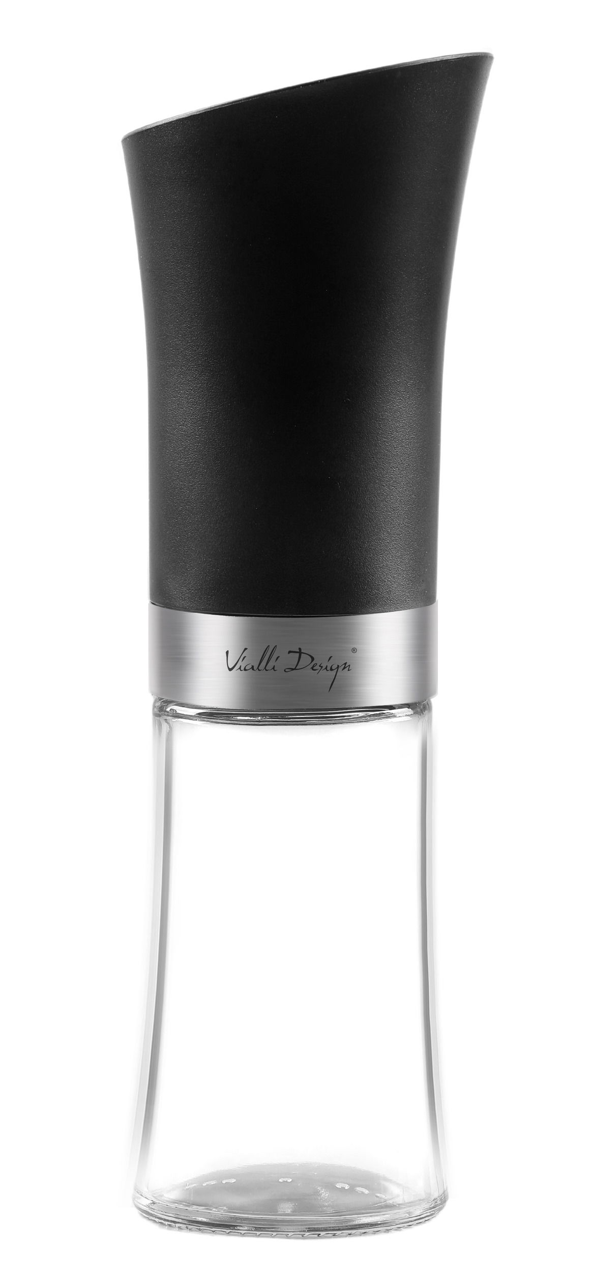 VIALLI DESIGN Livio czarny 21,6 cm - młynek do pieprzu i soli grawitacyjny elektryczny