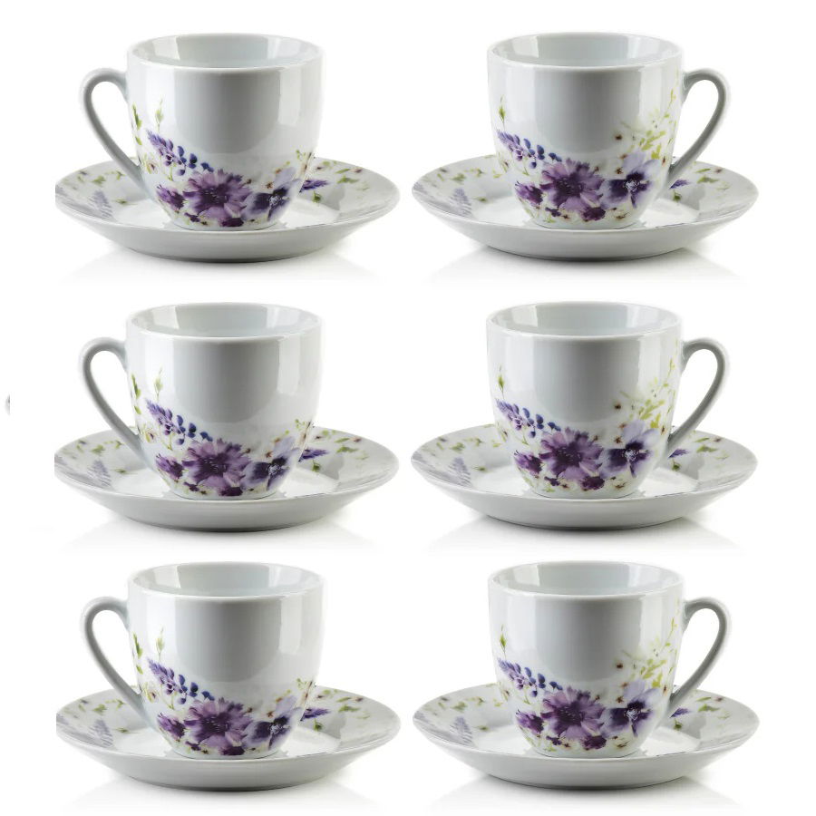 Porcelánové šálky na kávu a čaj s tanierikmi MONDEX JOY 250 ml 6 ks.