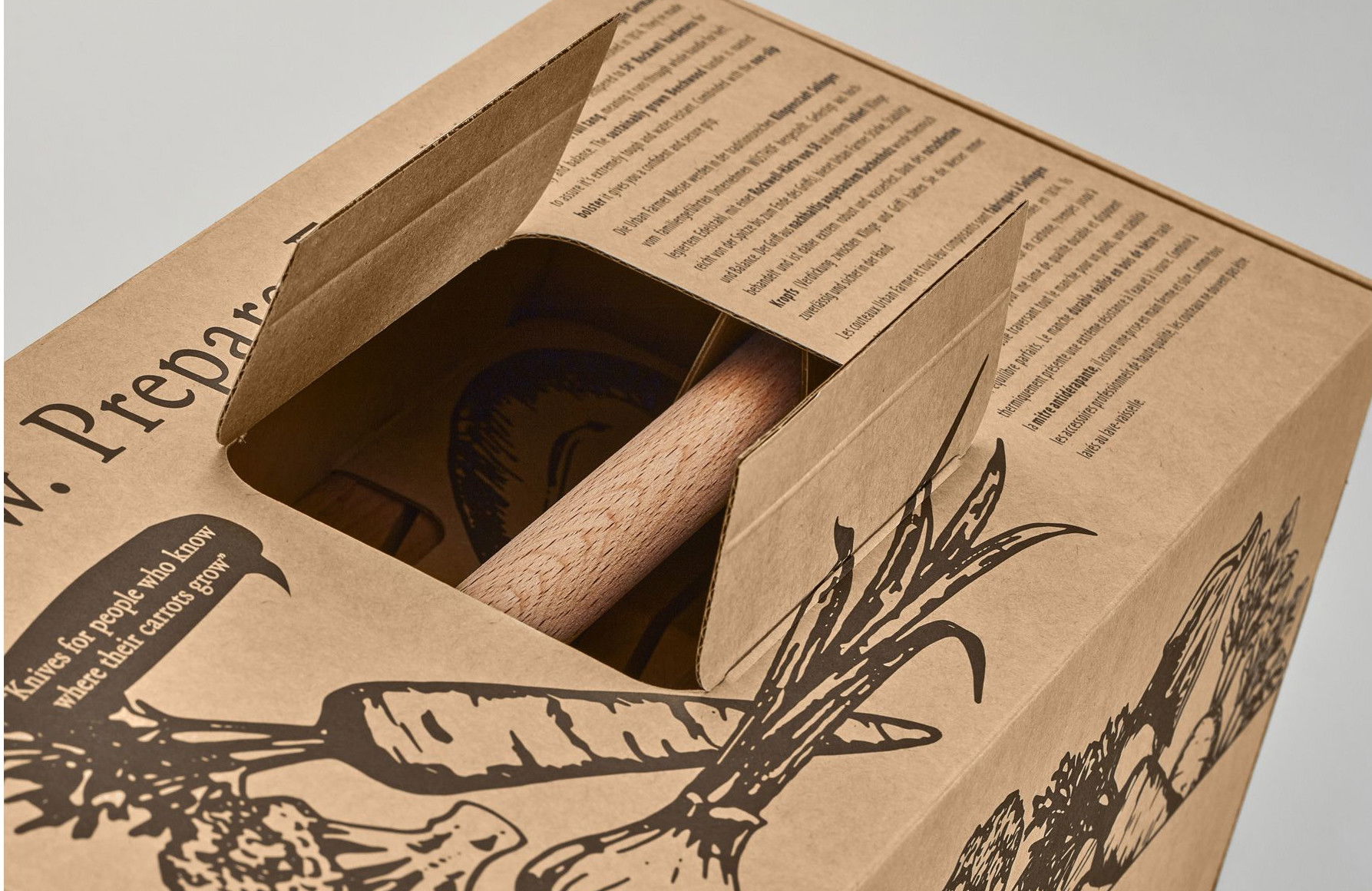 WUSTHOF Urban Farmer 37,5 x 17,5 cm hnedo-zelený - drevený organizér na nože s držadlom
