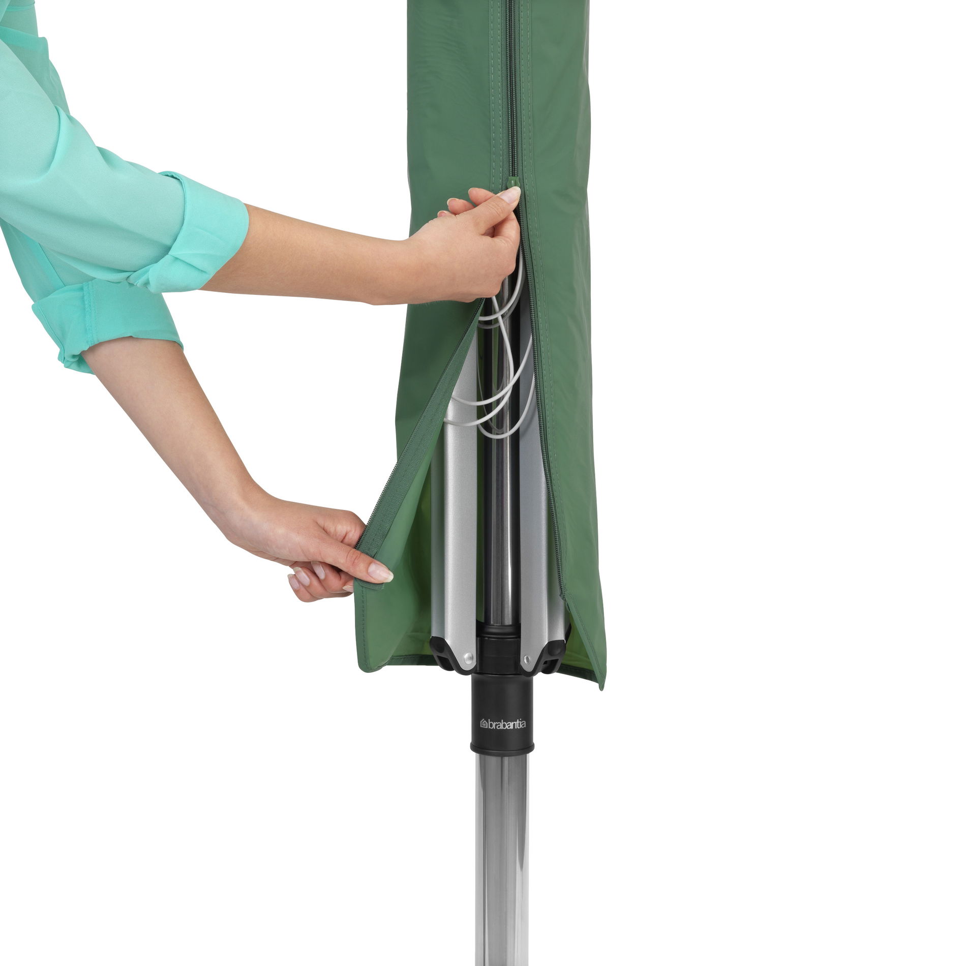 BRABANTIA Lift-o-matic šedá 50 mb (310966) - záhradný oceľový sušiak na prádlo s krytom