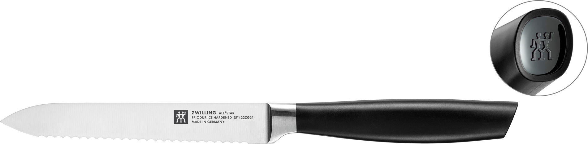 ZWILLING All Star 7 el. - kuchyňské nože z nerezové oceli v bloku s brouskem a nůžkami