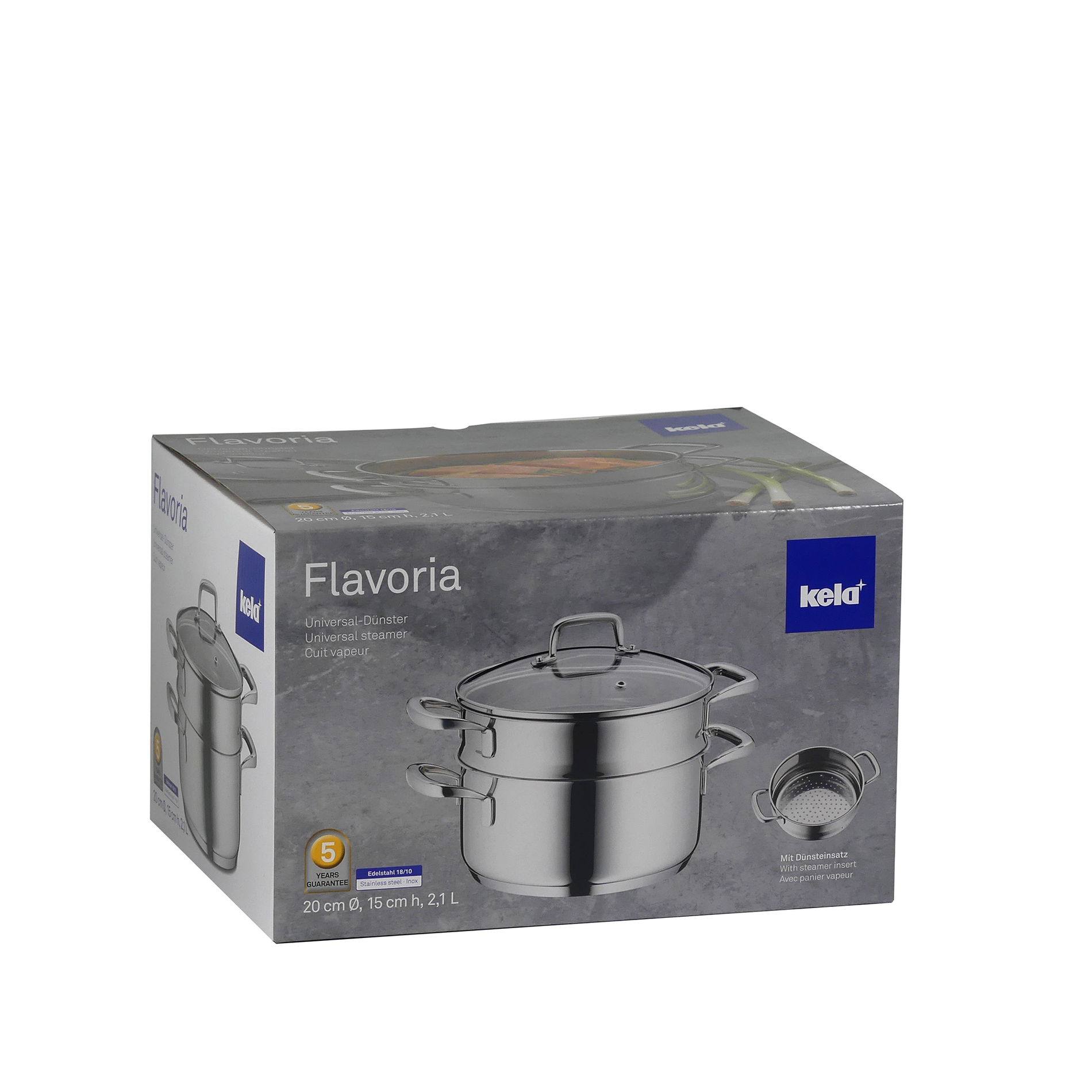 KELA Flavoria 2,4 l - nerezový parní hrnec s poklicí