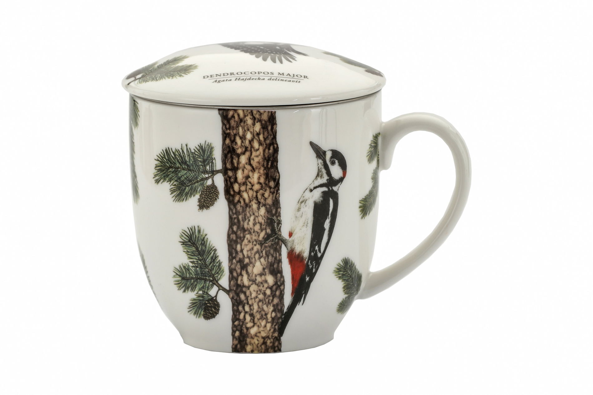 Porcelánový hrnček s čajovým infúzerom a vekom BY AGATA HAJDECKA 380 ml