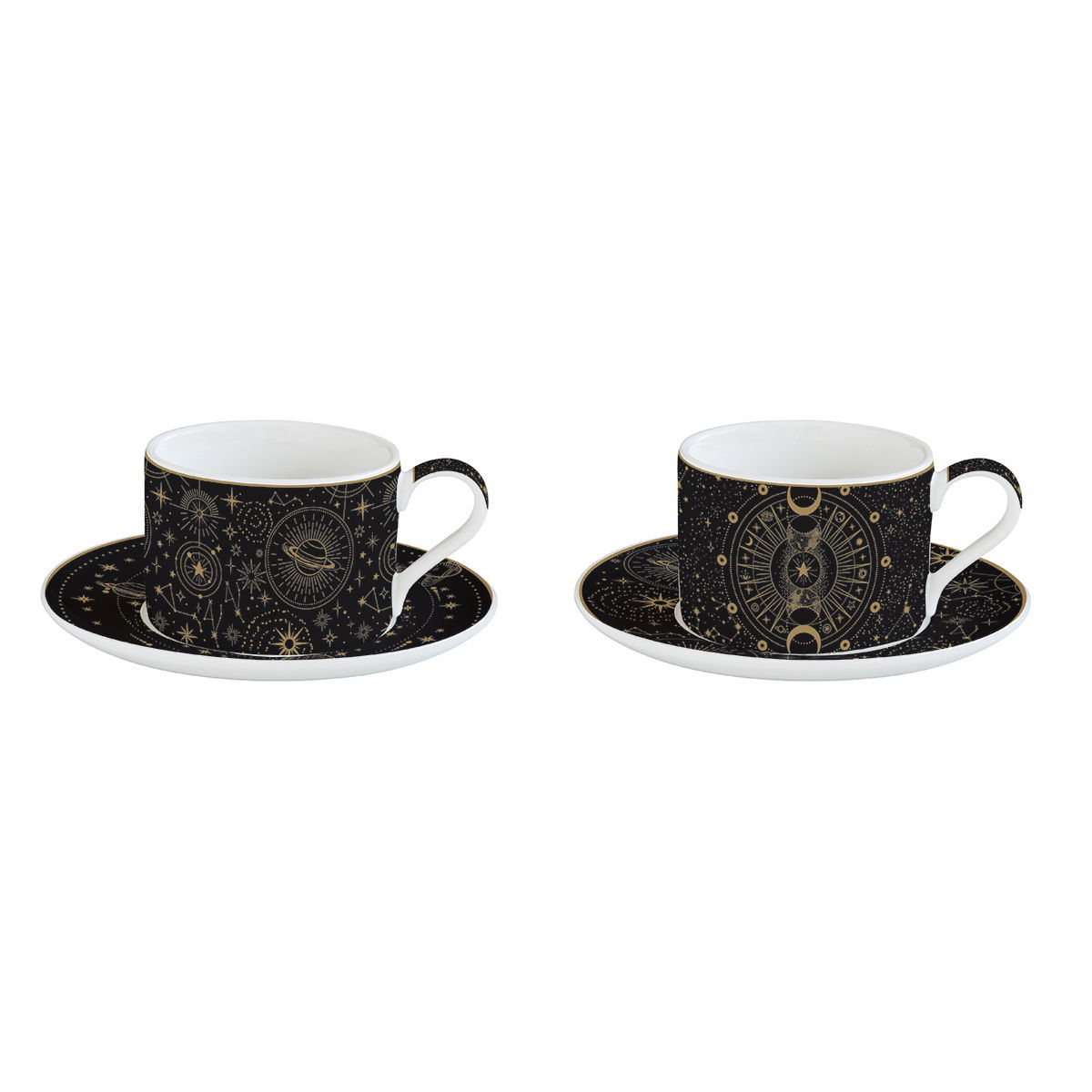Porcelánové šálky na kávu a čaj s podšálky EASY LIFE CELESTIAL 240 ml 2 ks.