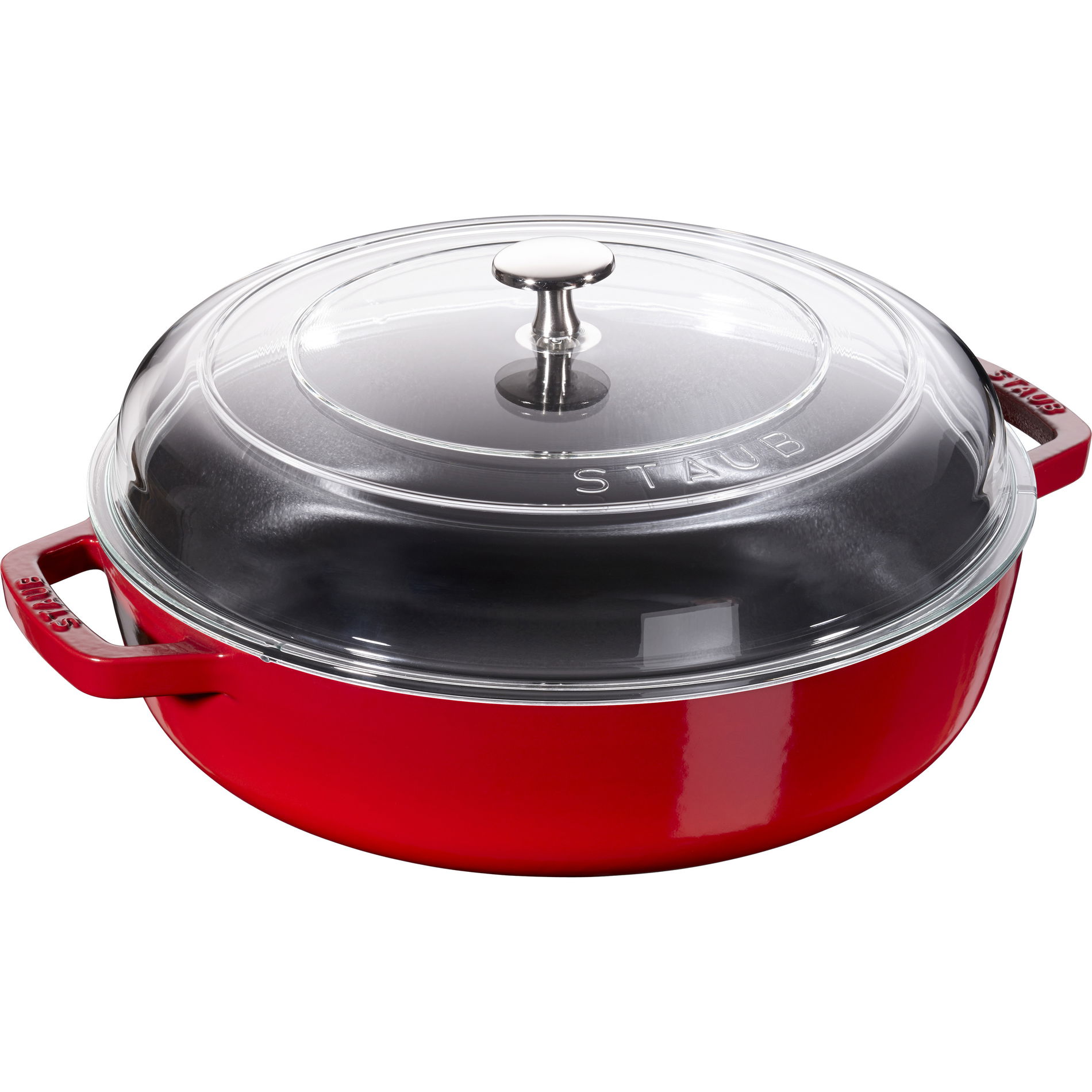 STAUB 28 cm - litinová servírovací pánev s dvěma držadly a poklicí
