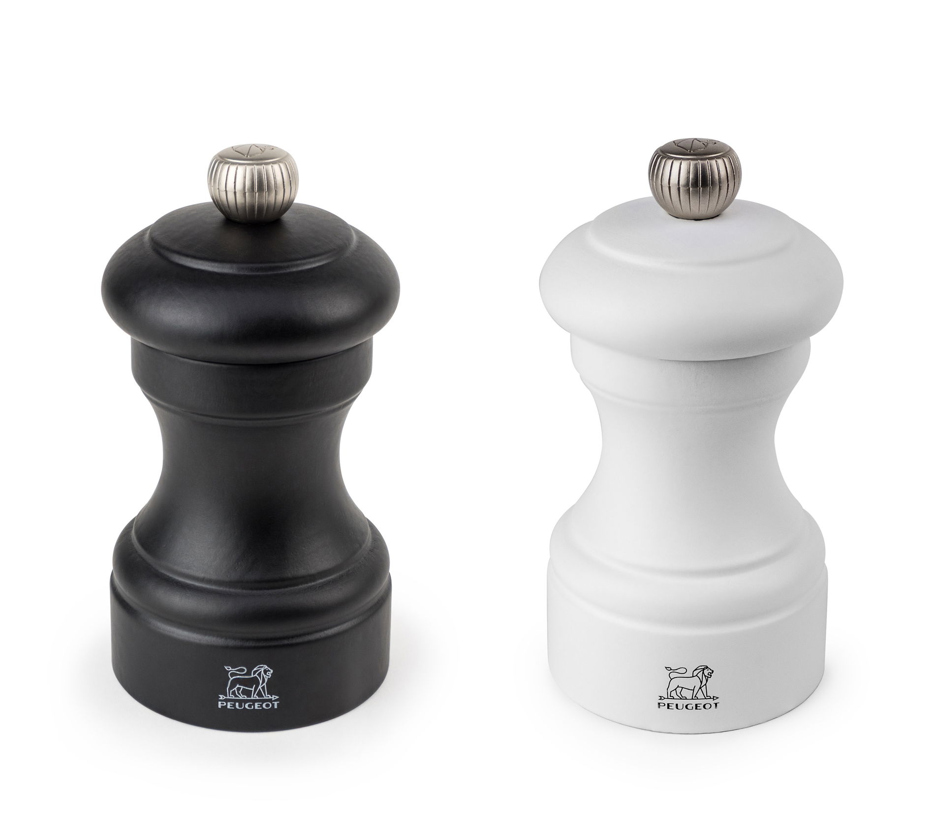 PEUGEOT Bistro 10 cm 2 ks. bielo-čierne - drevené ručné mlynčeky na soľ a korenie