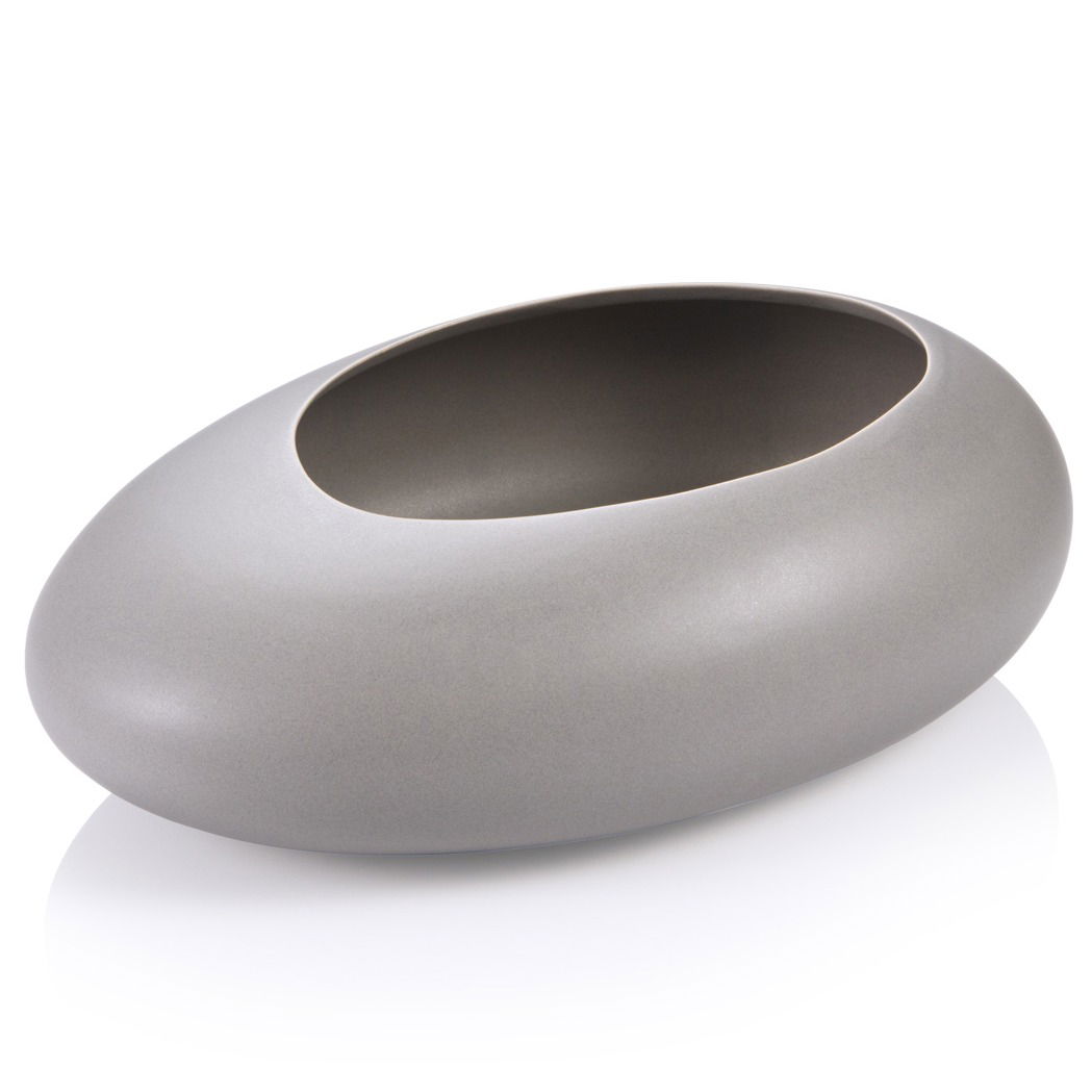 TESCOMA Fancy Home Stones Oval 9,5 cm šedý - keramický květináč (obal na květináč)