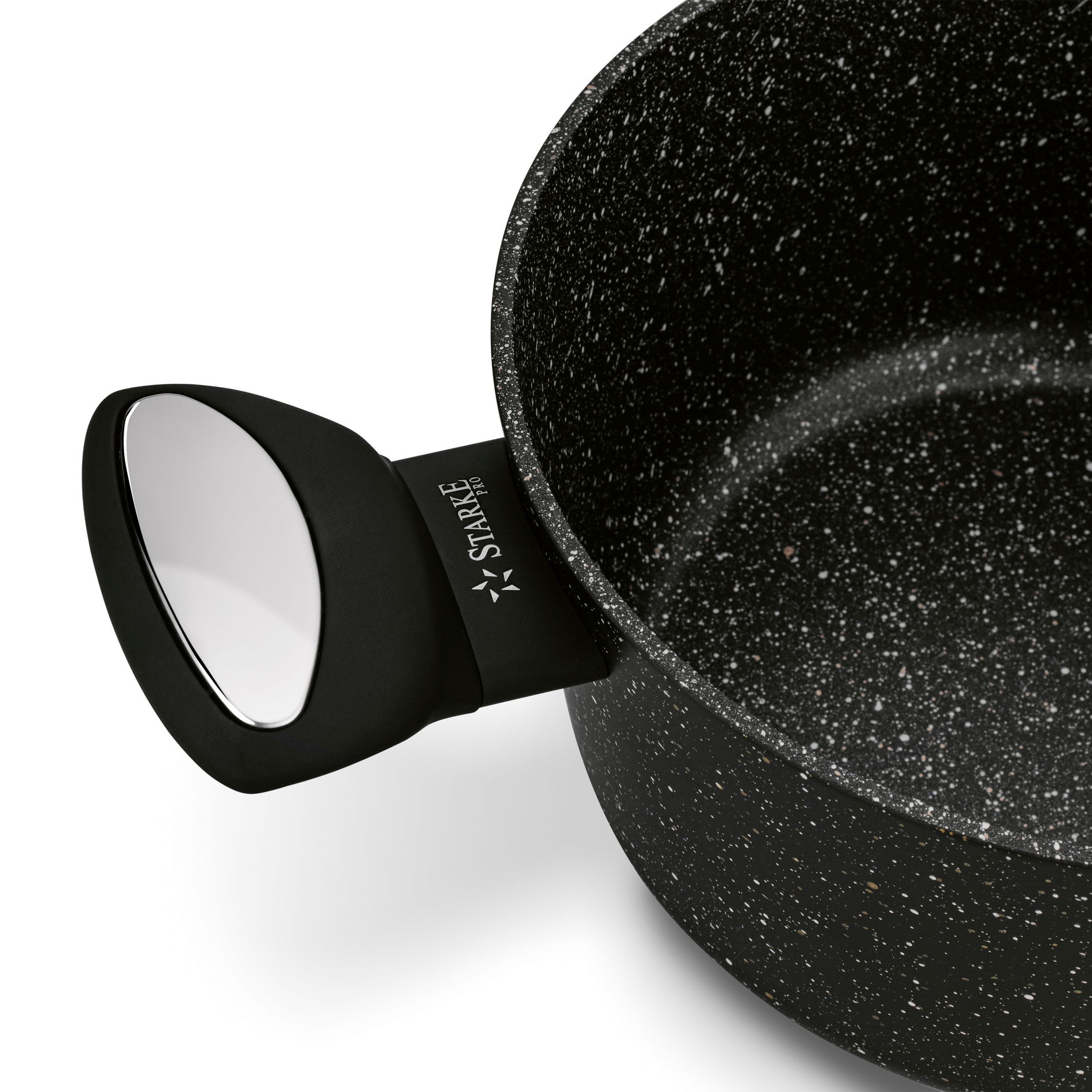 Zestaw 4 garnków granitowych z pokrywkami i patelnią STARKE PRO STRAPPO MARBLE 10 el.