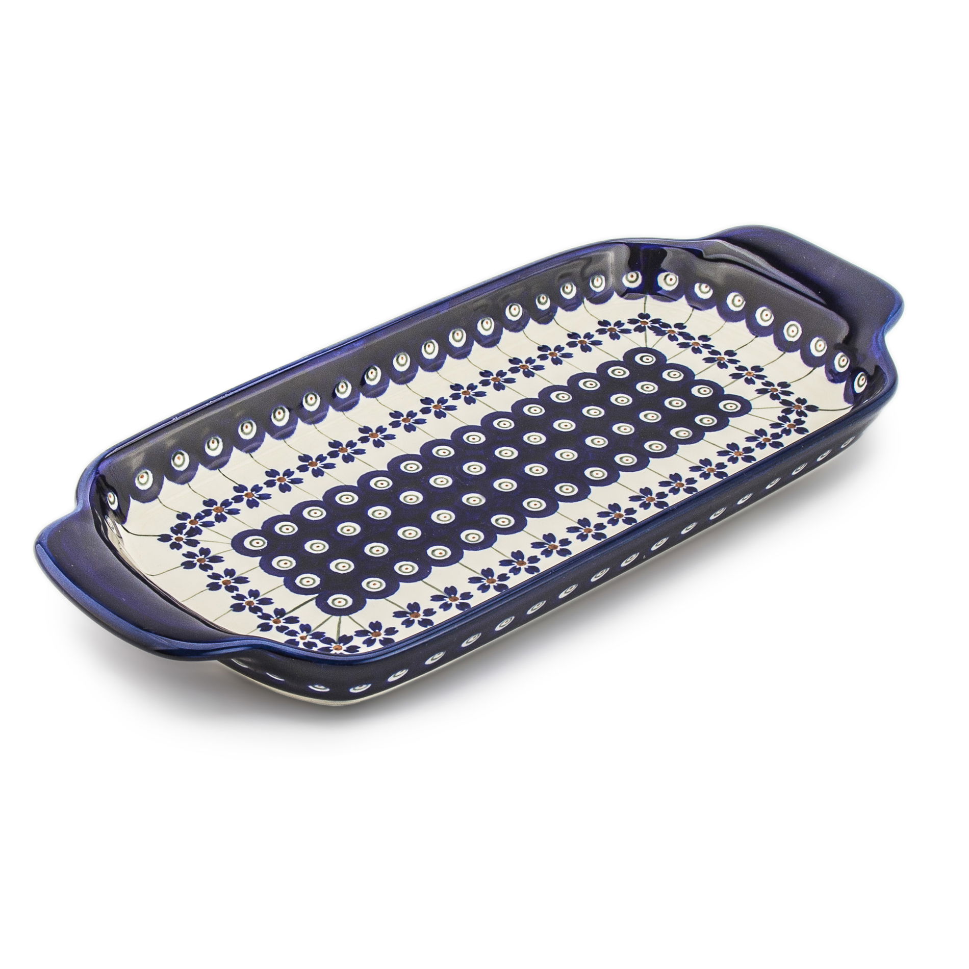Podnos Keramika Bolesławiec 34 x 15 cm - dek. 166A (druhý druh)