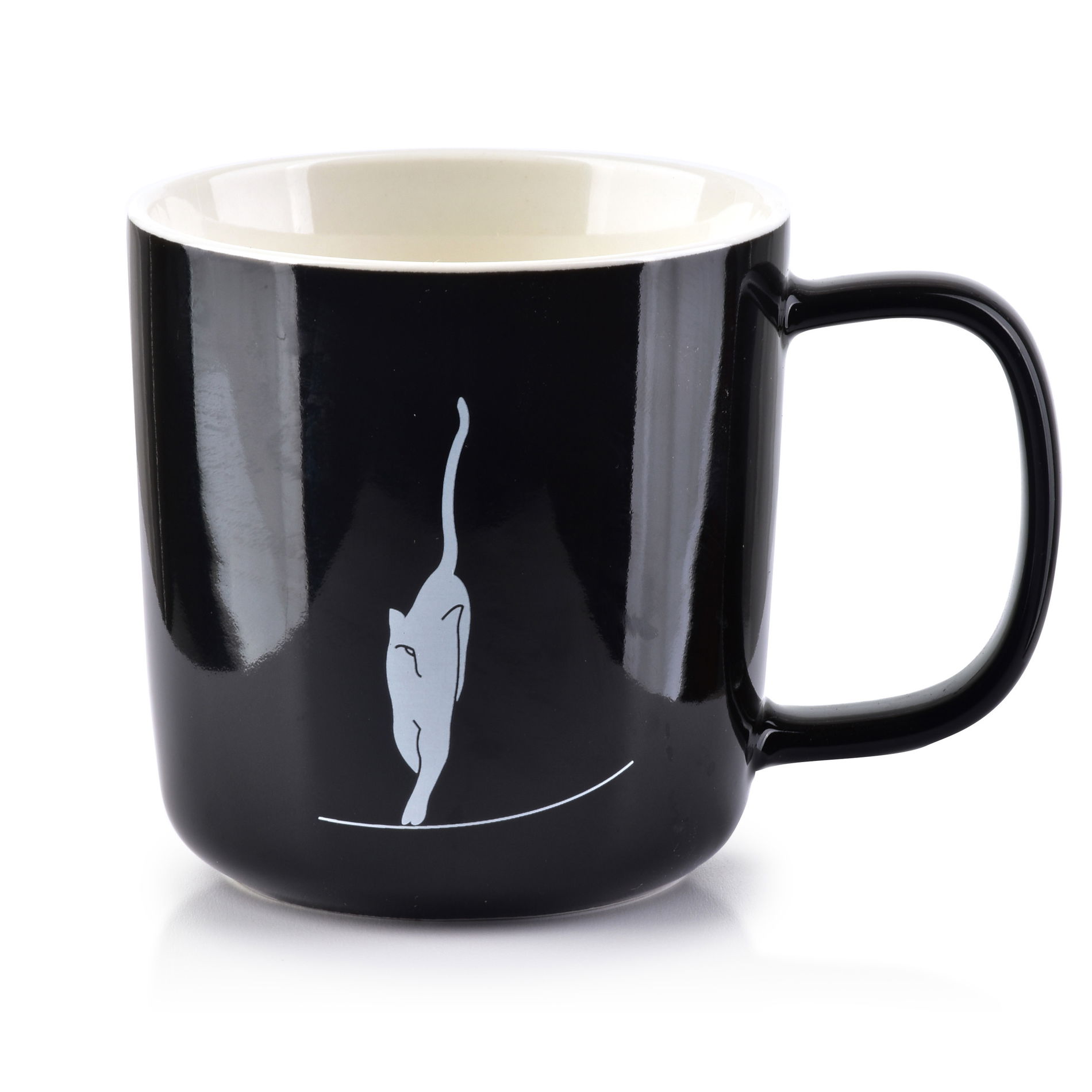 Porcelánový hrnček AFFEK DESIGN SAMMY CAT ČIERNY 360 ml