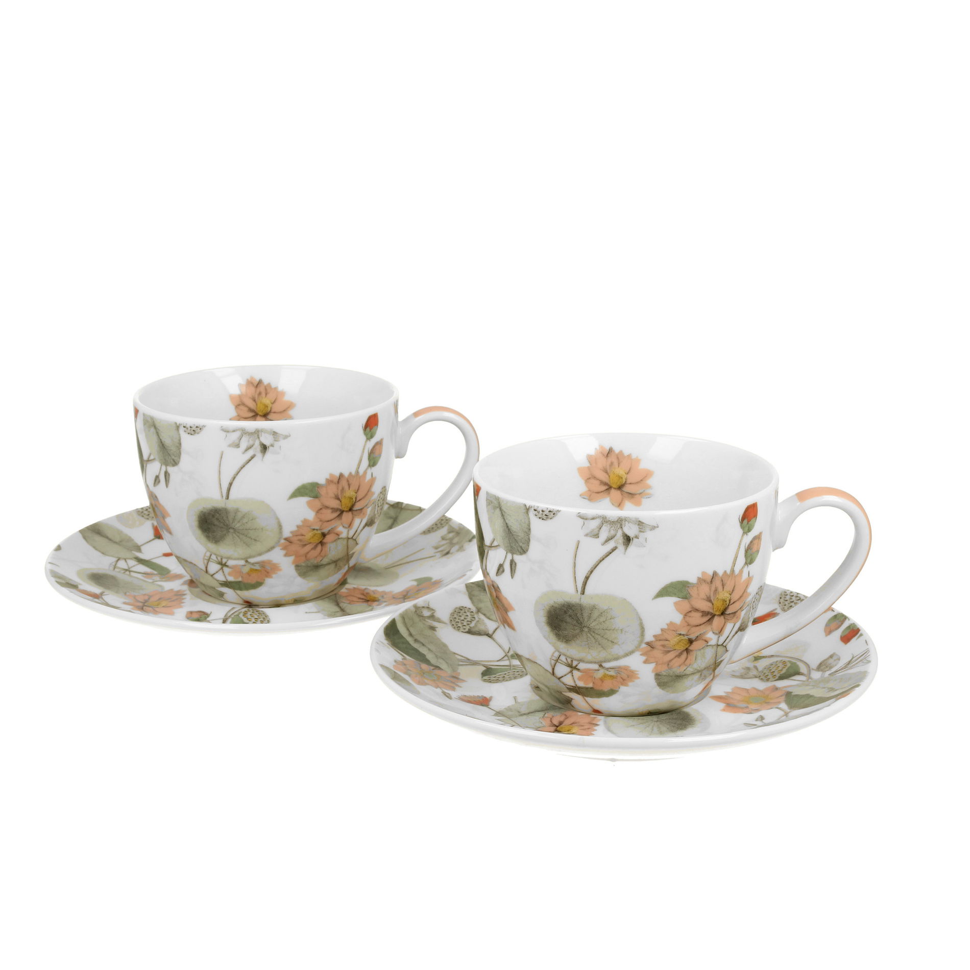 Porcelánové šálky na kávu a čaj s podšálky DUO FIVE O''CLOCK YVONNE 250 ml 2 ks.