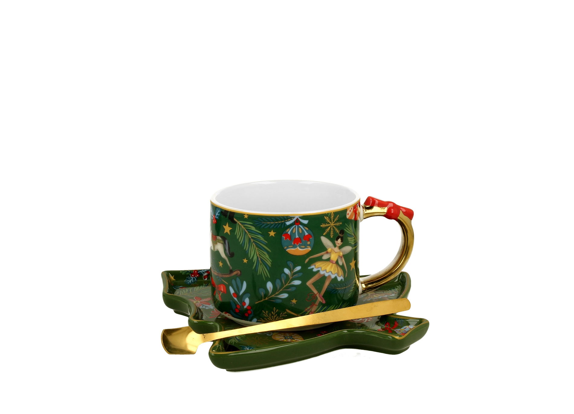 Vianočná porcelánová šálka s podšálkou a lyžičkou DUO CHRISTMAS SPIRIT 280 ml