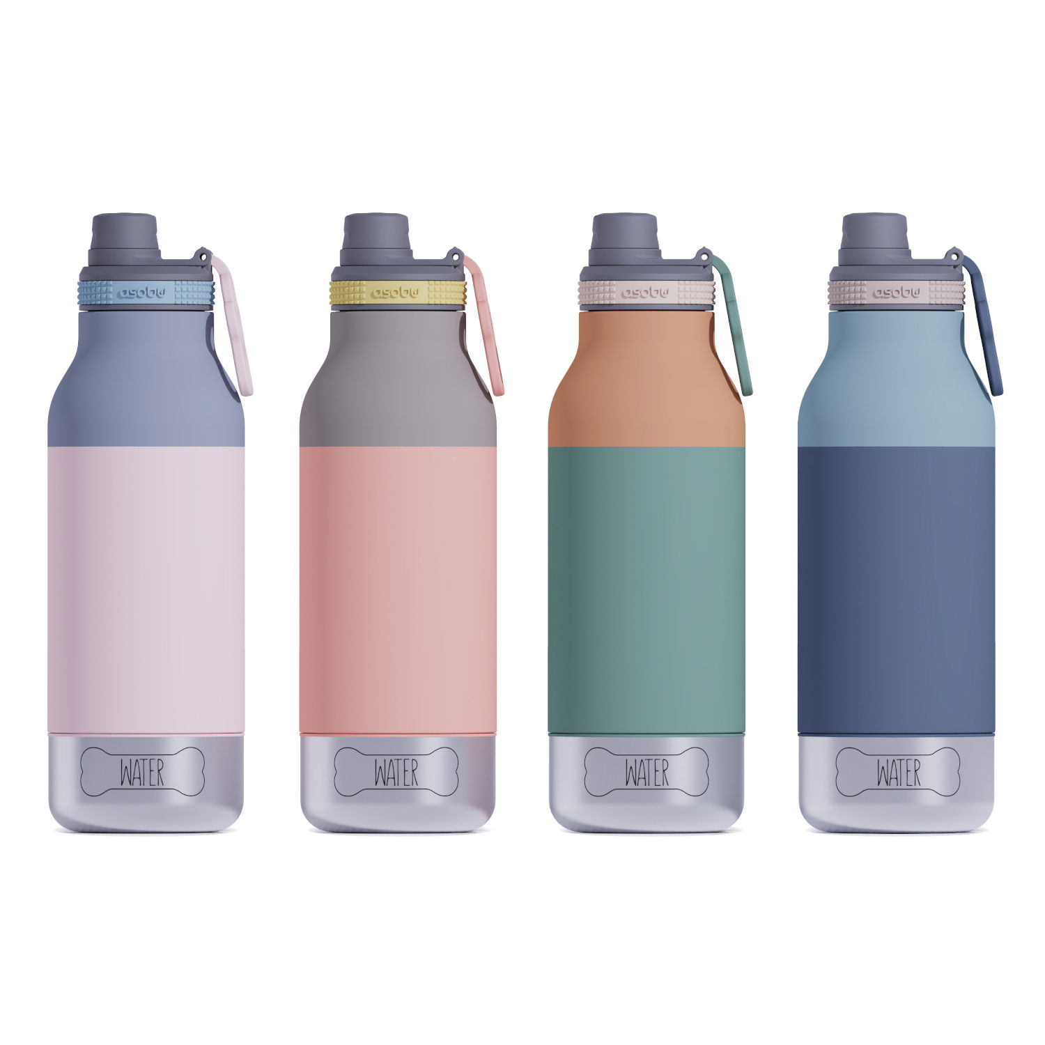 ASOBU The Asobu Buddy Pastel 1 l - nerezová termo láhev na vodu s miskami pro psy.