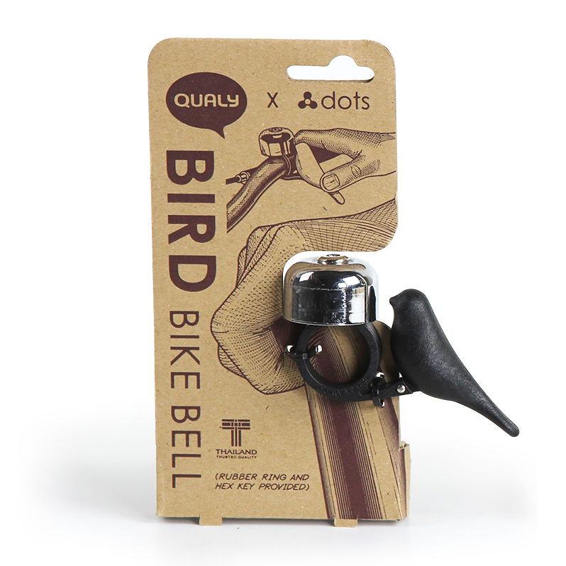 QUALY Vrabec Bird čierny - bicyklový zvonec