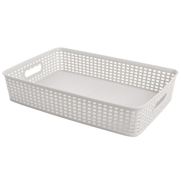 Plastový úložný kôš CAPRI RATTAN CLASSIC BIELY 7,5 l