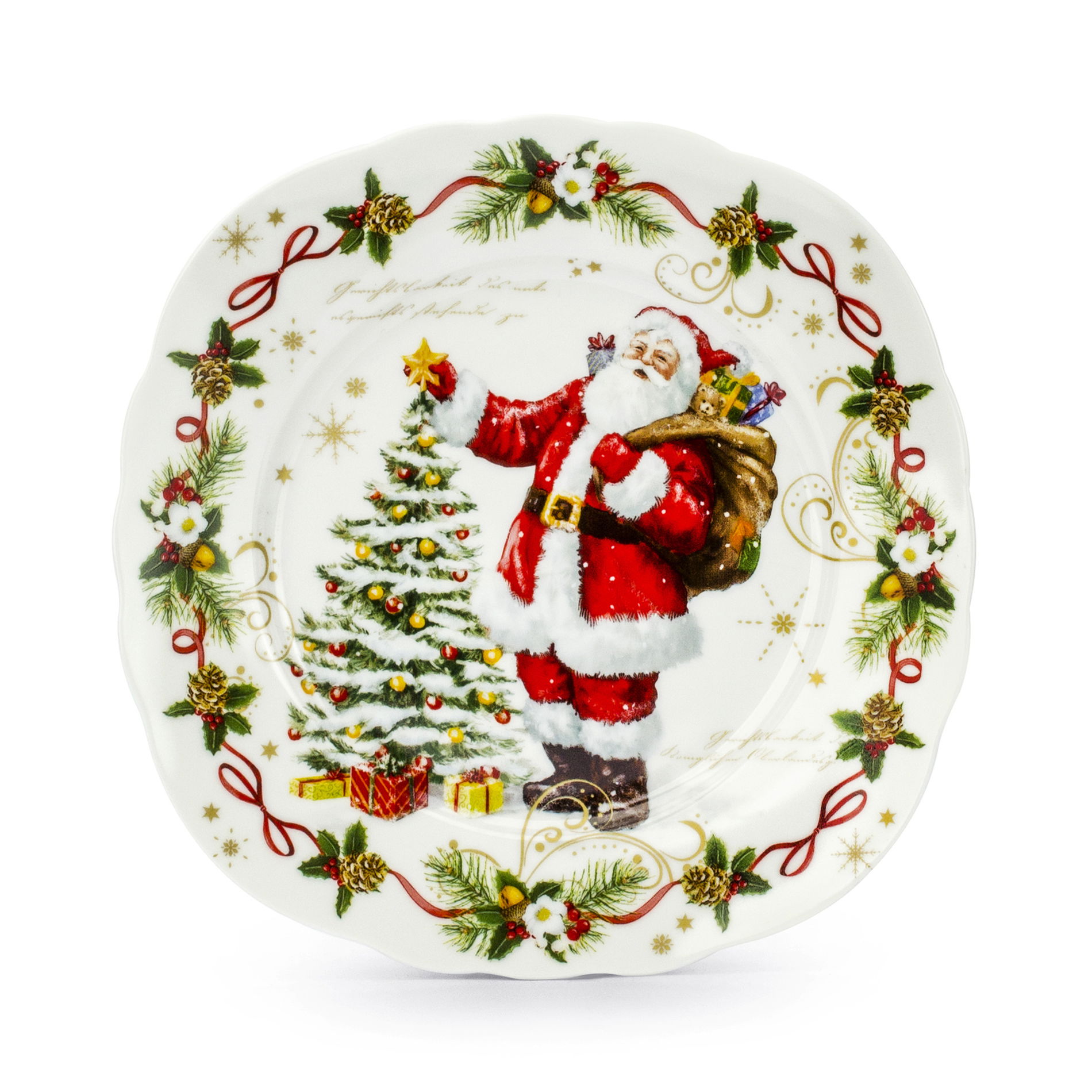 Porcelánový dezertní talíř MAGIC CHRISTMAS SANTA krémový 20 cm