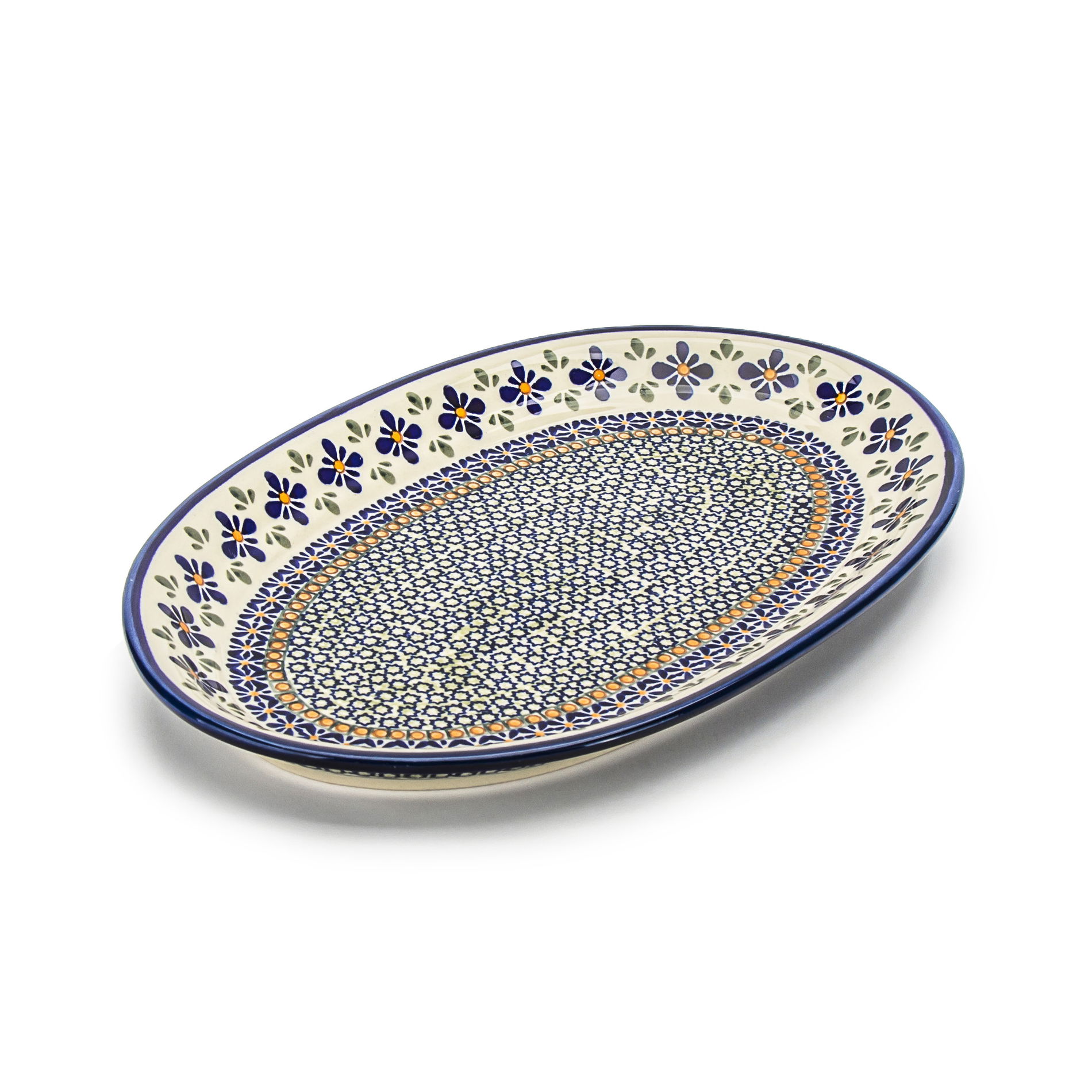 Podnos Keramika Bolesławiec 36 x 23 cm - dek. DU60 (druhý druh)