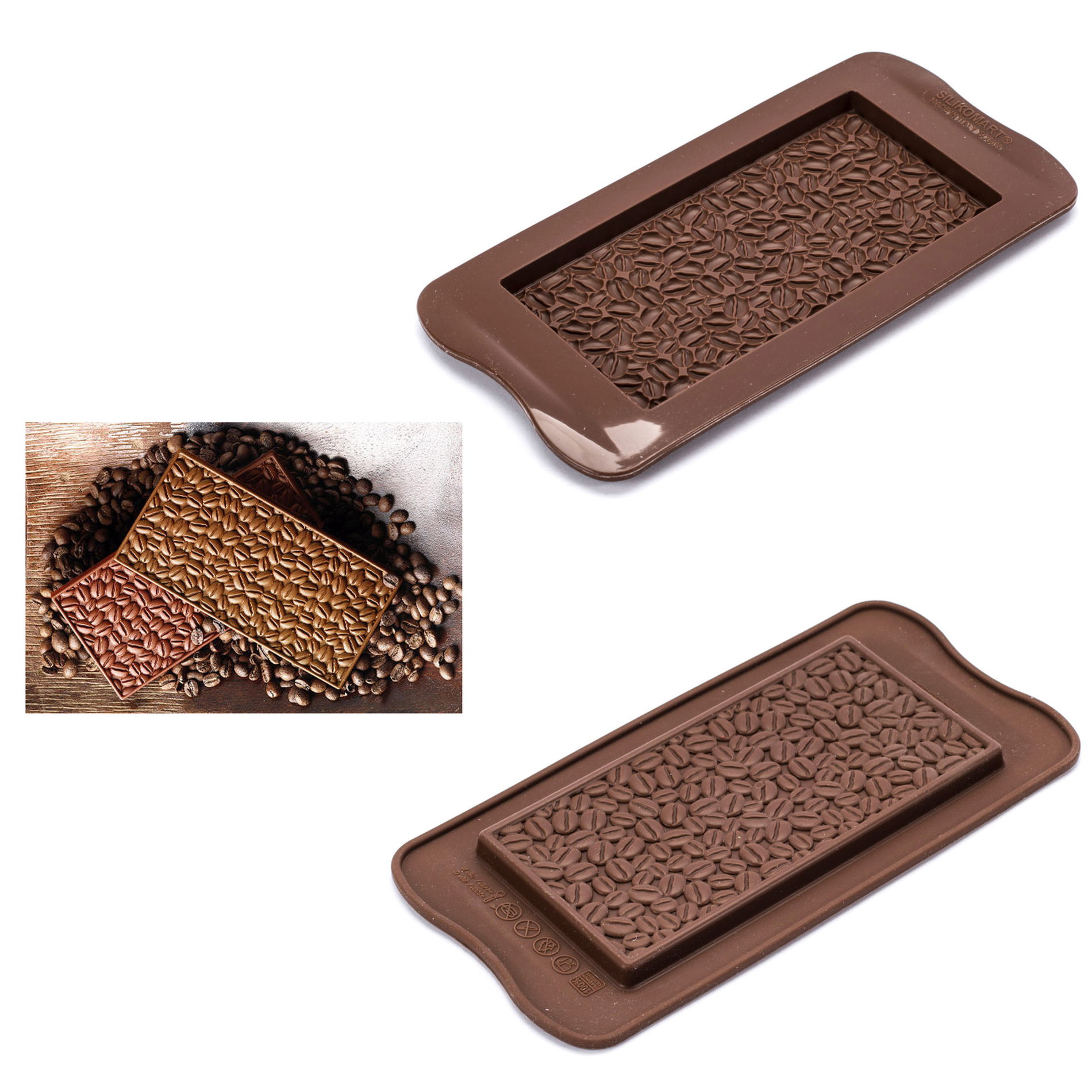 SILIKOMART Easy Choc Coffee Choco Bar hnědá – silikonová forma na čokoládu
