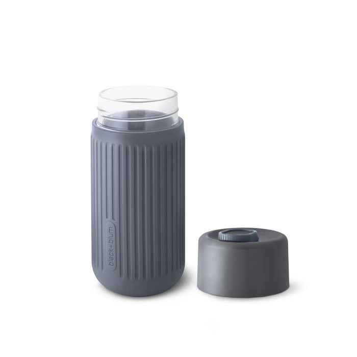 BLACK BLUM Travel Cup 340 ml šedý - skleněný hrnek (sklenice) s pokličkou