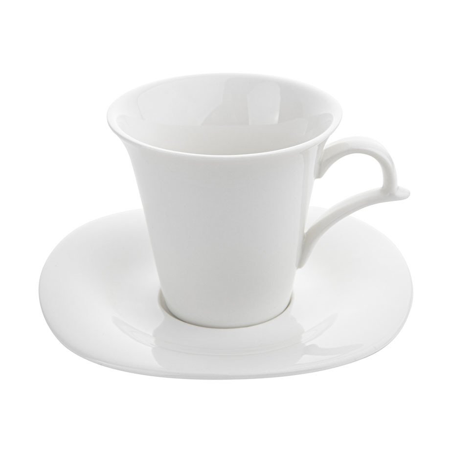 Porcelánové šálky na kávu a čaj s tanierikmi FLORINA BELLA BIELE 220 ml 6 ks.