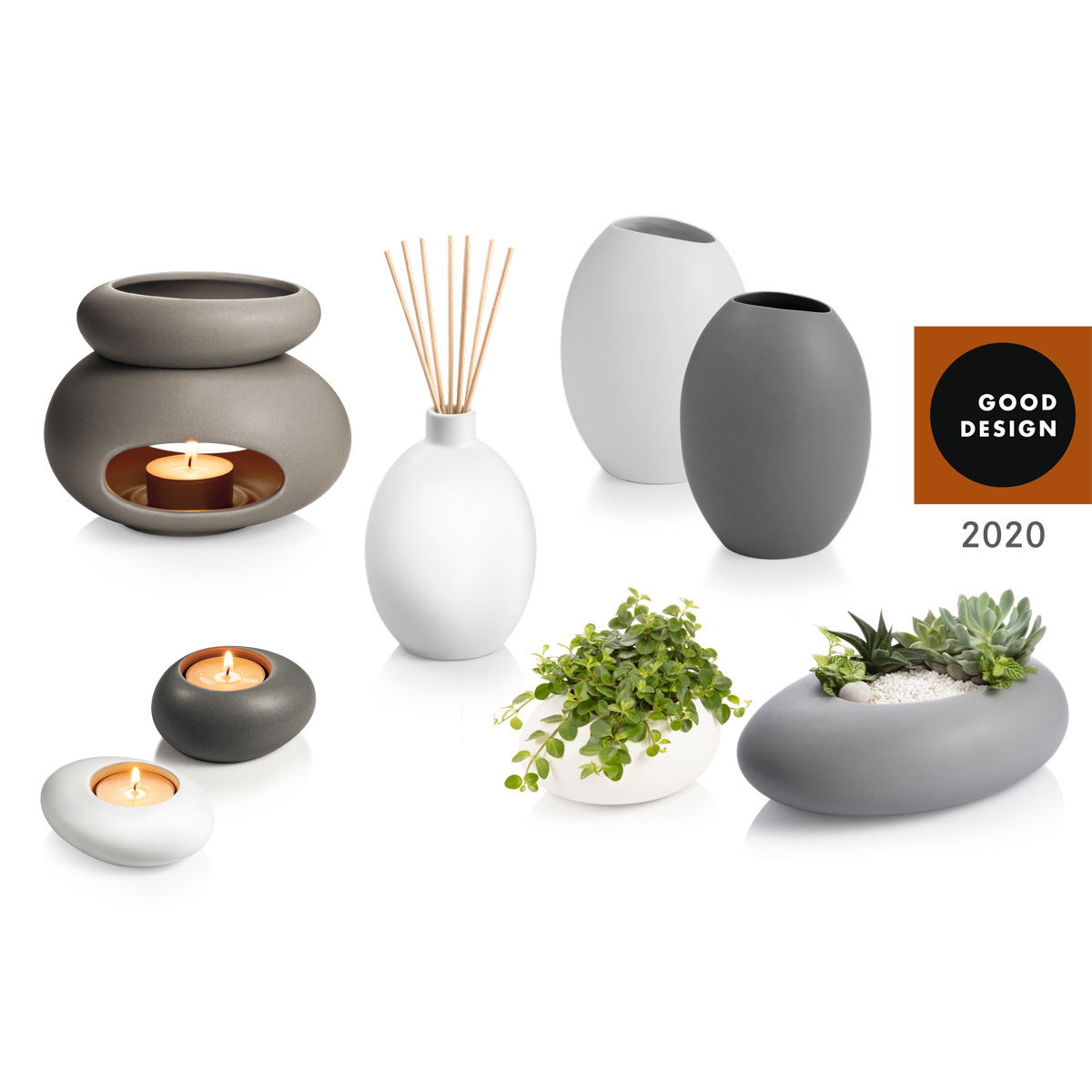 TESCOMA Fancy Home Stones 2 ks 8 cm bílé – keramické svícny