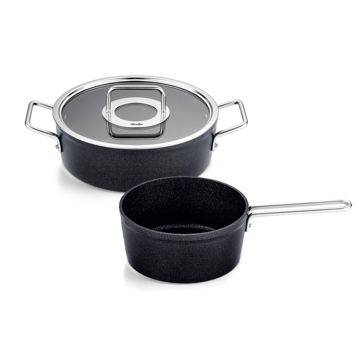 FISSLER Adamant - zestaw 2 garnków aluminiowych z pokrywką