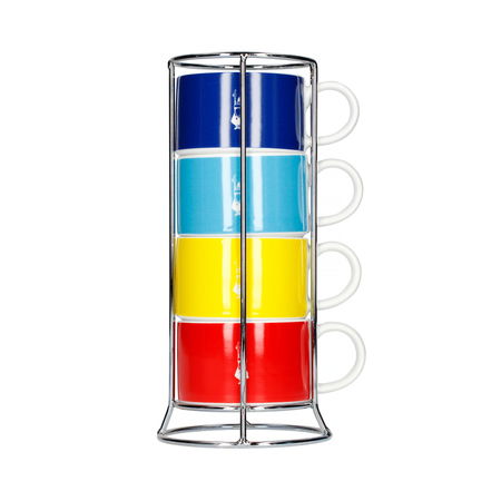 BIALETTI Color 150 ml 4 ks - porcelánové šálky na kávu a čaj so stojanom