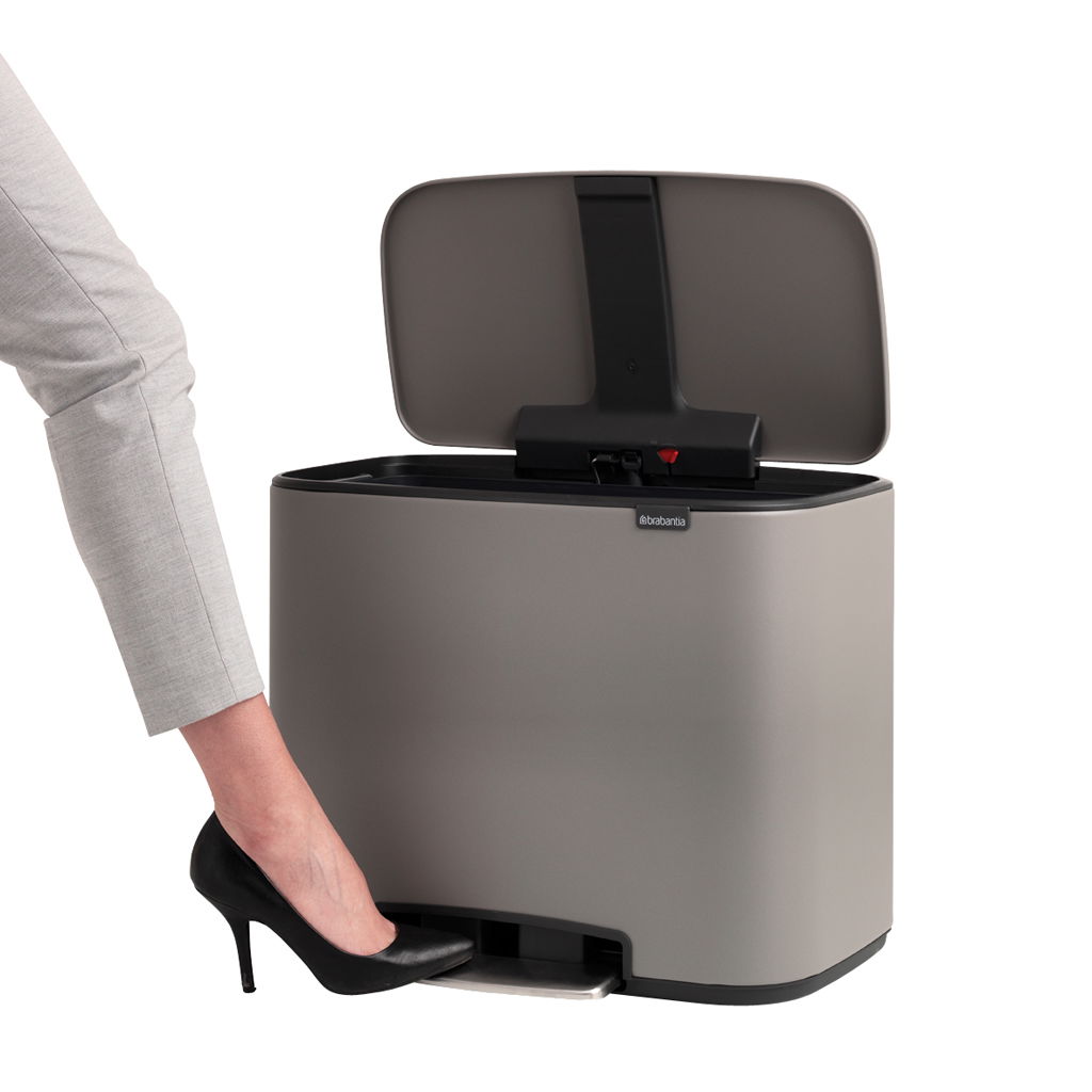 BRABANTIA Bo 11 + 23 l szary - kosz do segregacji śmieci ze stali nierdzewnej dwukomorowy