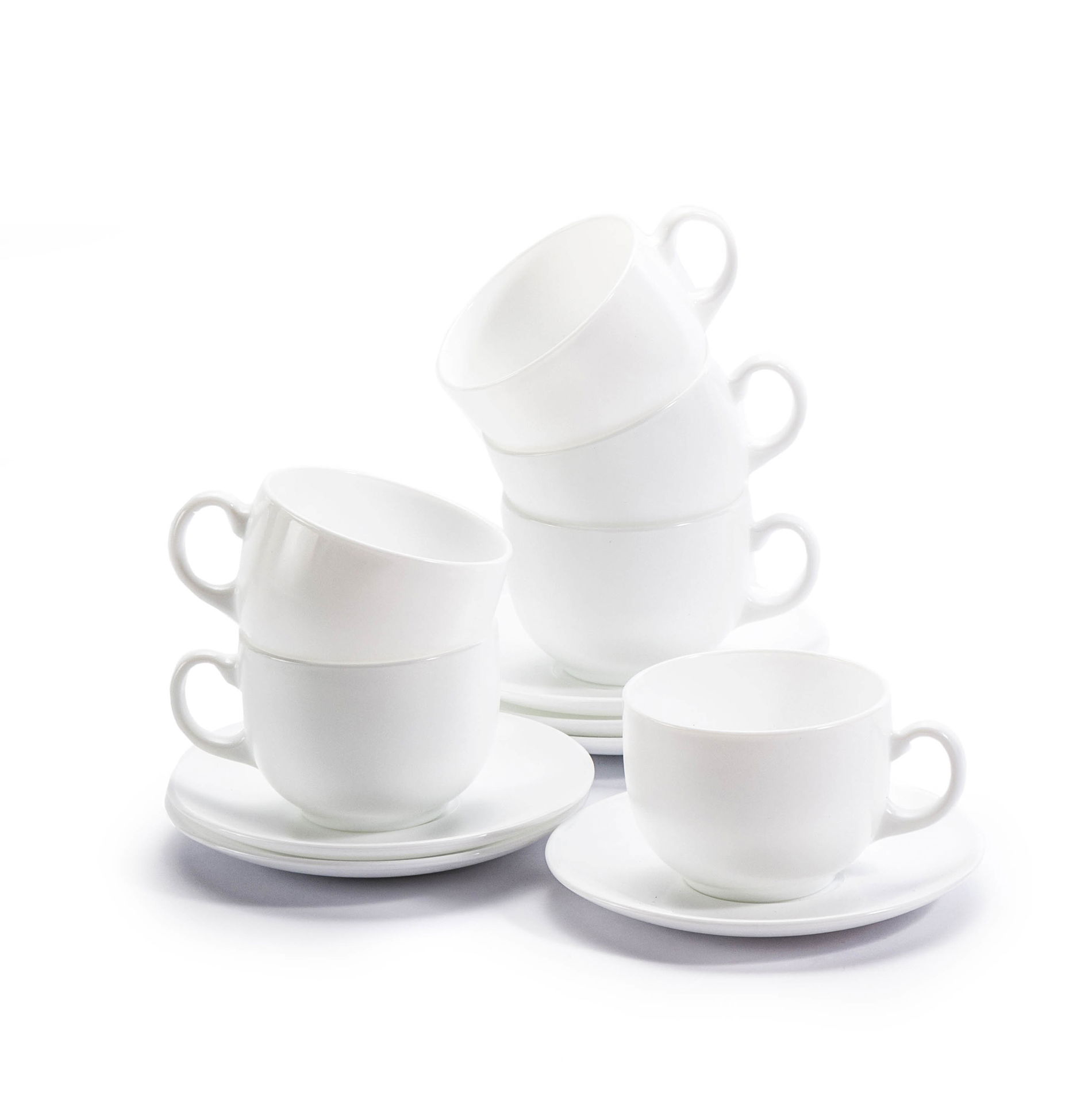 Porcelánové šálky na kávu a čaj s tanierikmi LUMINARC FRANCE BIELA 200 ml 6 ks.