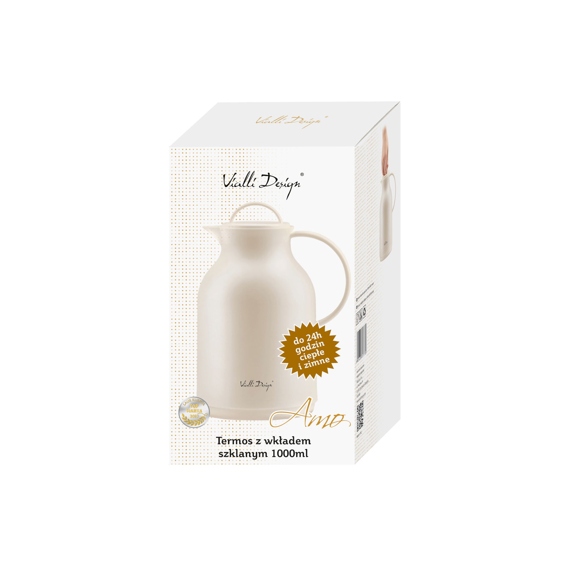 VIALLI DESIGN Amo 1 l krémová – termoska na čaj a kávu se skleněnou vložkou