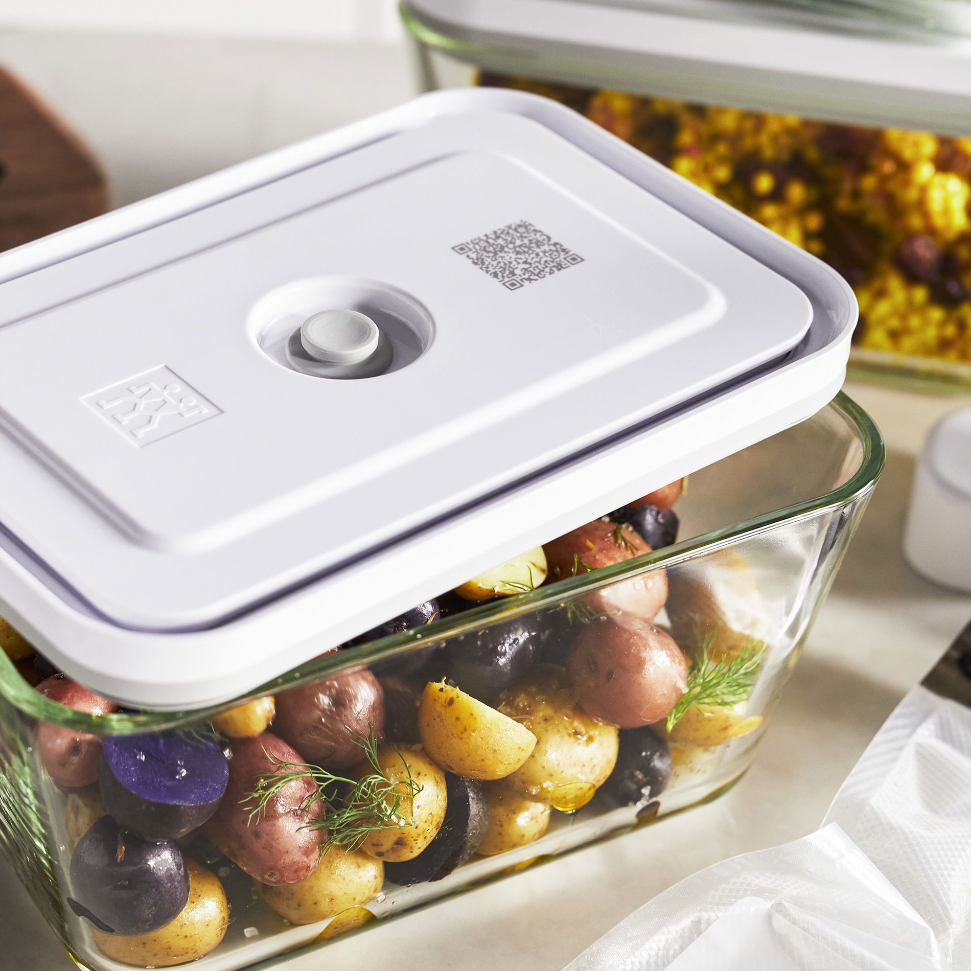 ZWILLING Fresh &amp; Save 2 l bílá – vzduchotěsná skleněná dóza (nádoba) na potraviny