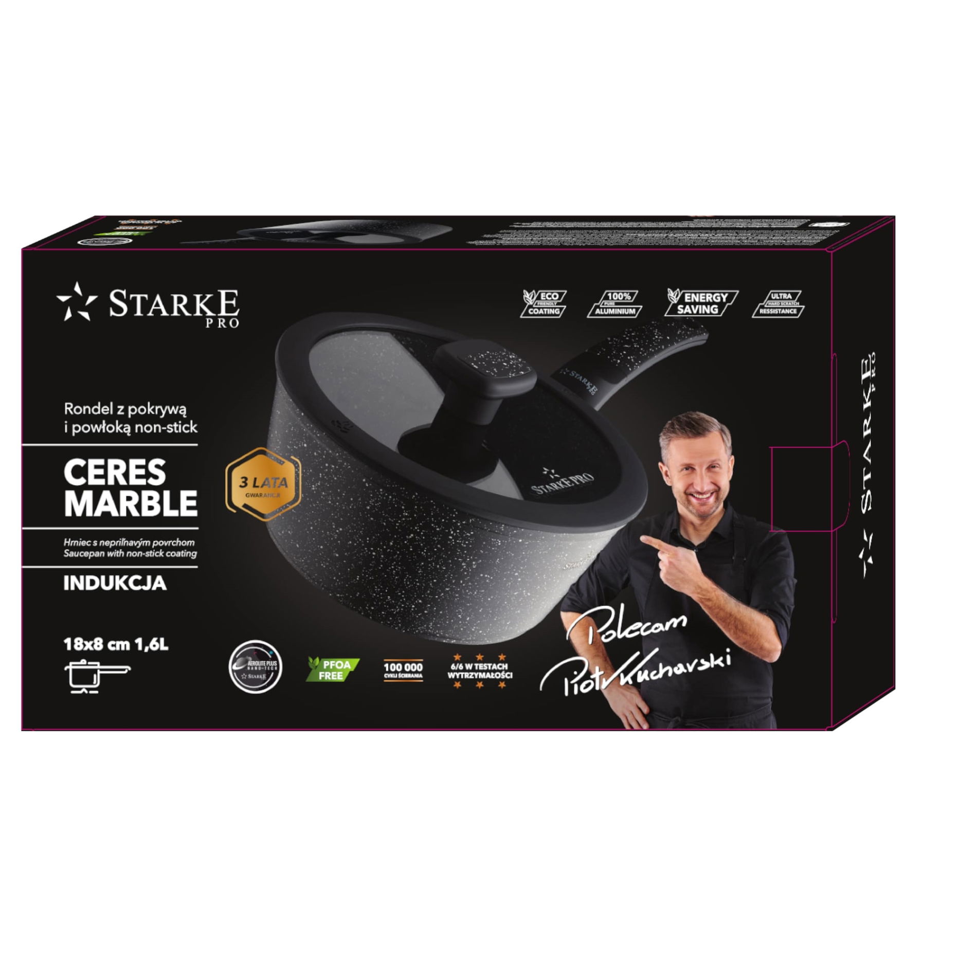 Hliníkový kastrol s pokličkou STARKE PRO CERES MARBLE 1,6 l