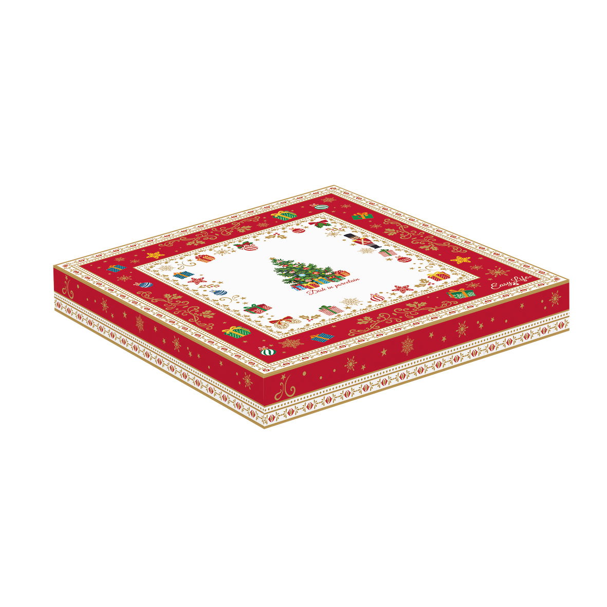 Dekorační porcelánový talíř MAGIC X-MASS BALLS STAR bílo-červený 20 cm