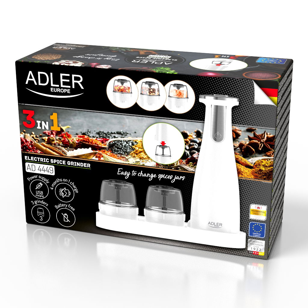 ADLER AD 4449w 26 cm - młynek do pieprzu i soli elektryczny