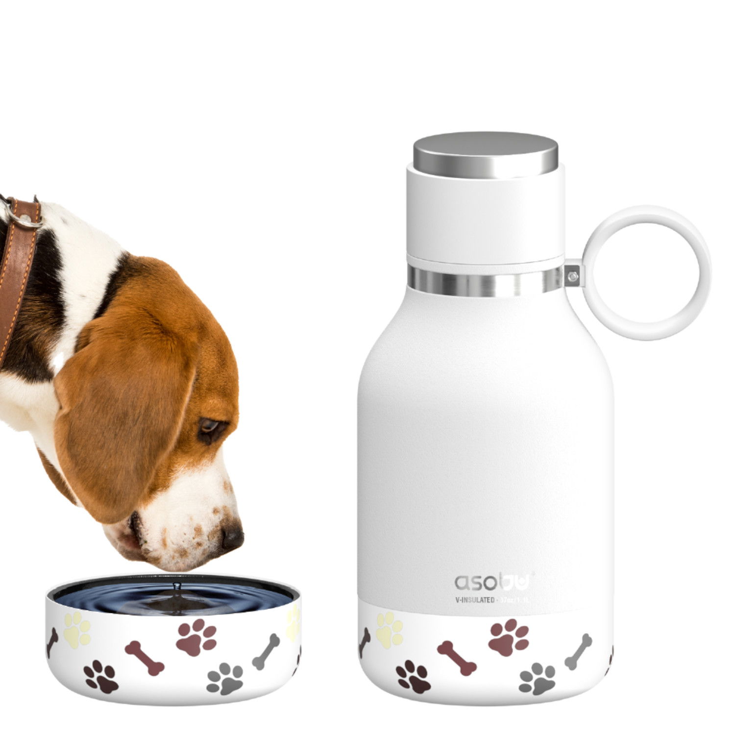 ASOBU Dog Bowl 0,975 l - termoska na vodu z nerezové oceli s miskou pro psa