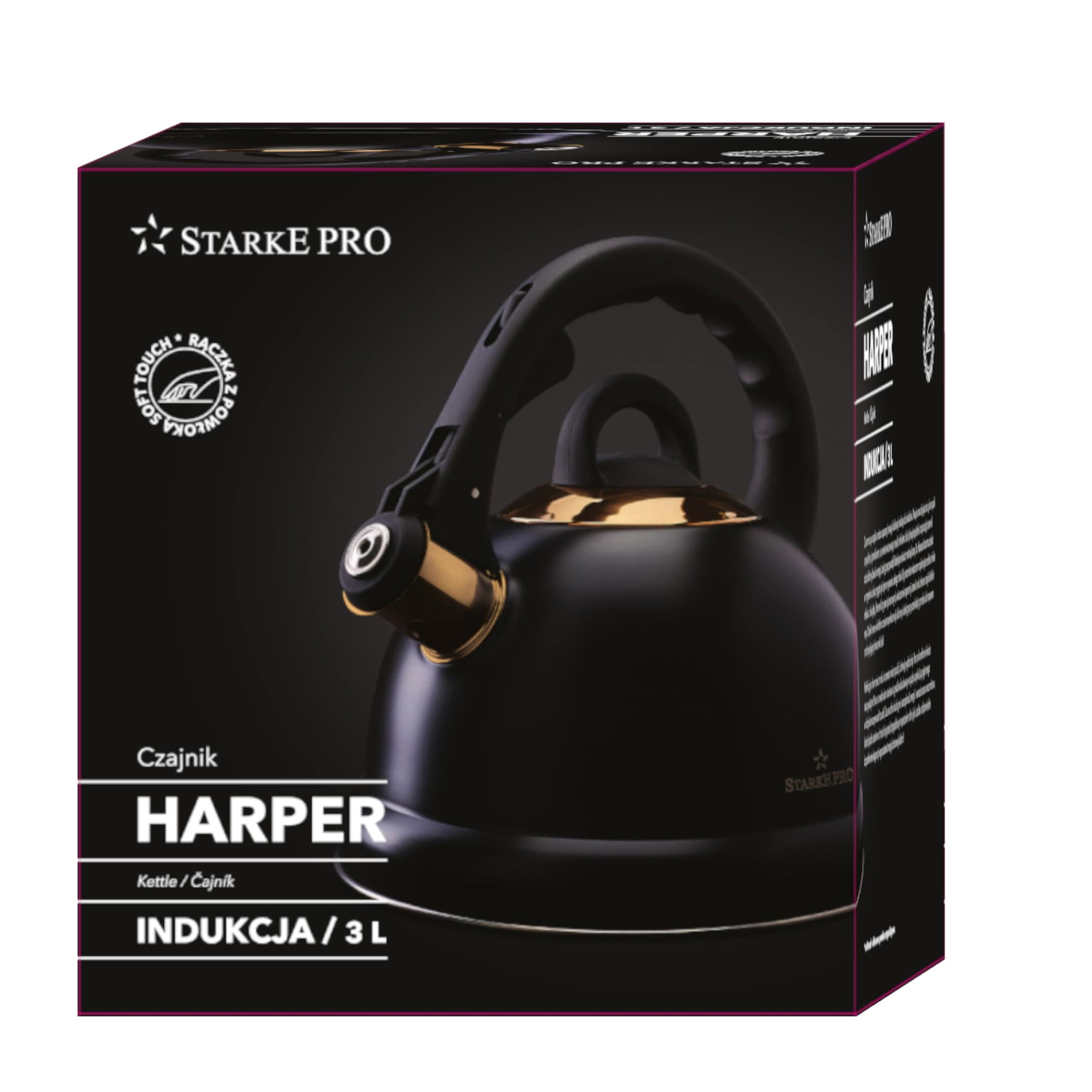 STARKE PRO Harper 3 l černá - nerezová konvice na vaření vody s píšťalkou