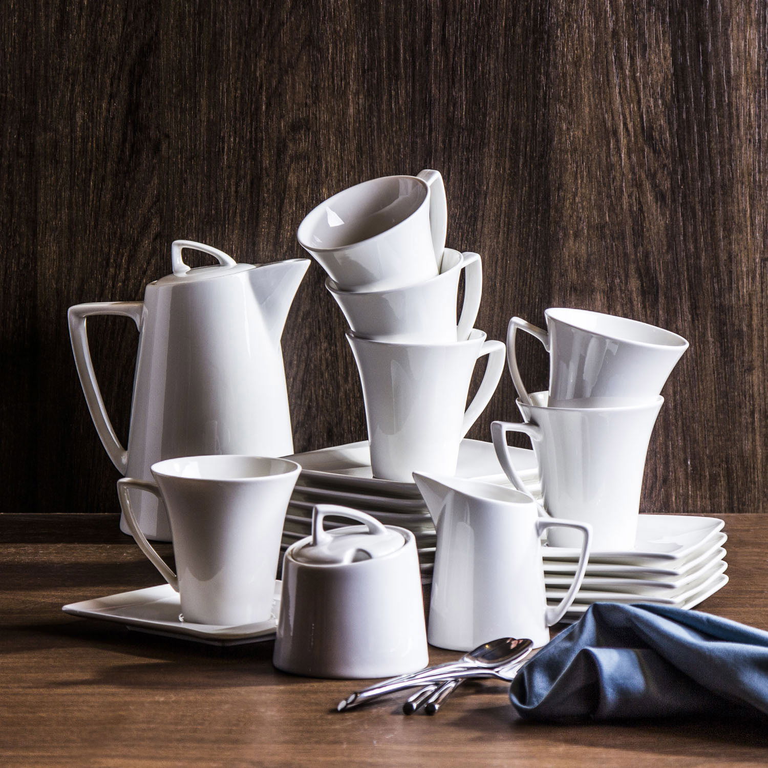 Porcelánová kávová súprava HOME DELUX QUATRE BIELA pre 6 osôb (21 ks)