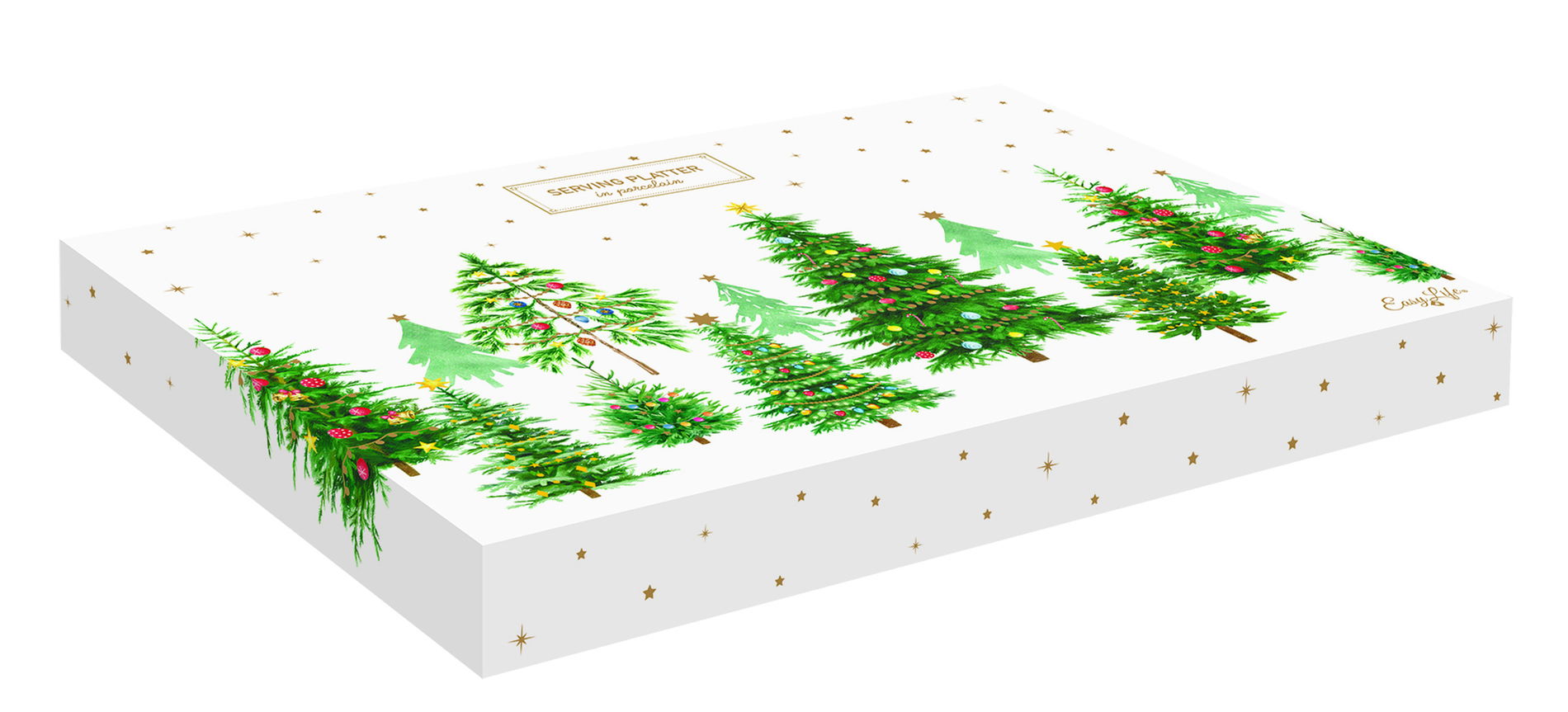 Vánoční porcelánový podnos EASY LIFE FESTIVE TREES 35 x 23 cm