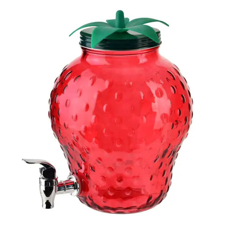 Sklenený zásobník na nápoje s kohútikom MODERN KITCHEN JAHODA 4 l