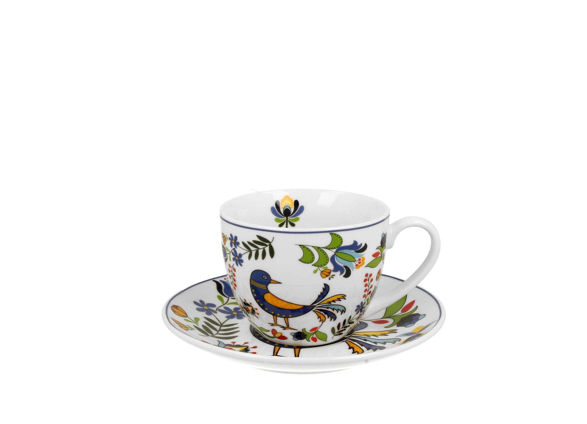 Porcelánový šálek na kávu a čaj s podšálkem DUO PTÁČEK KAŠUBSKÝ 250 ml